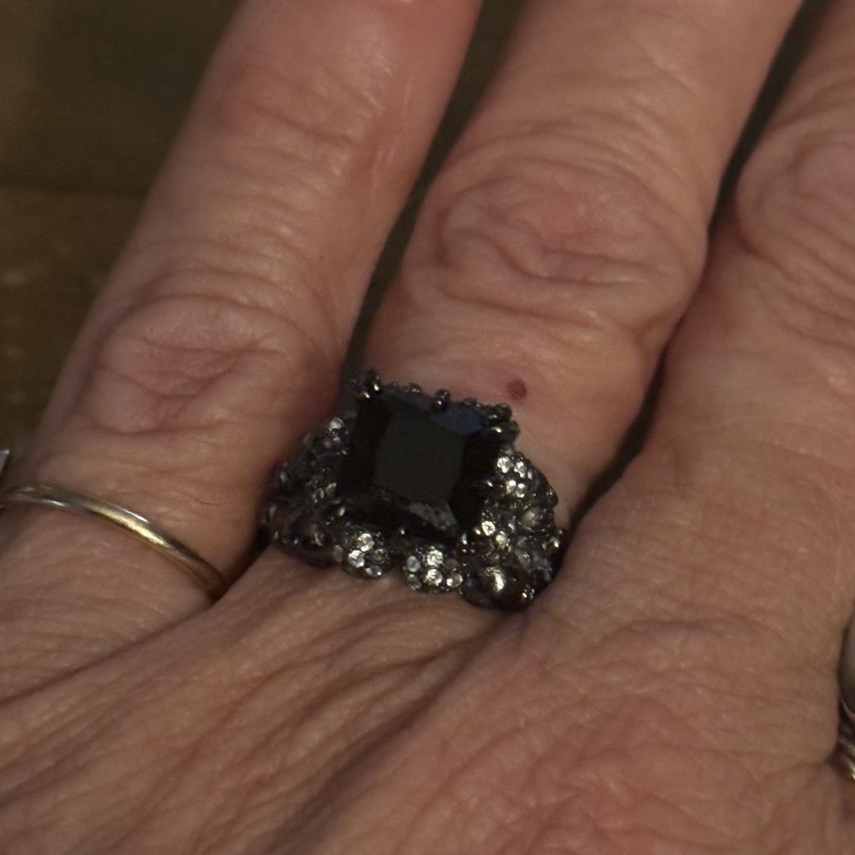 Other Gothic dark silver tone black princess cut skull ring Size ONE SIZE - 7 Thumbnail