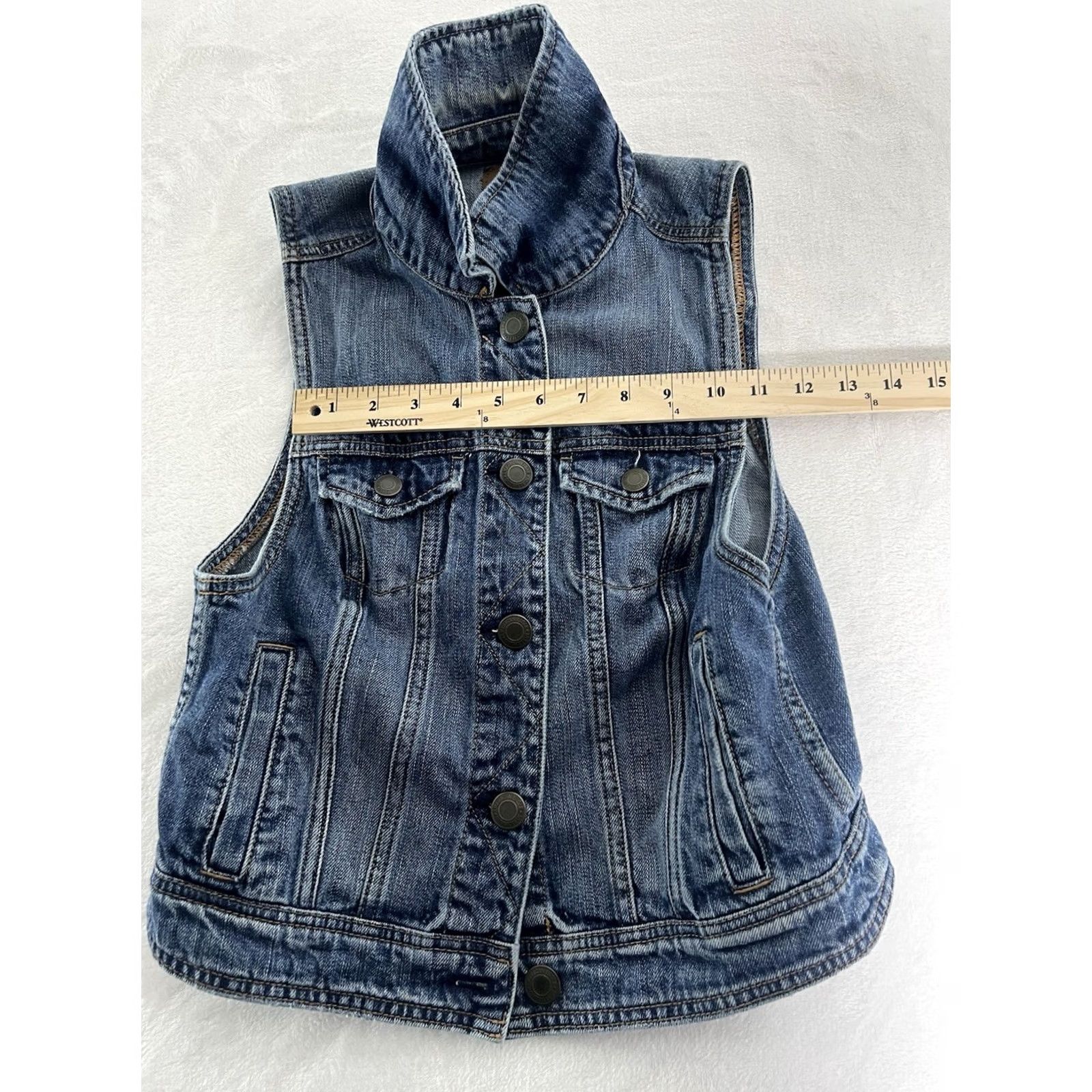 American Eagle Outfitters VINTAGE American Eagle Outfitters Denim Vest Women’s Short Sleeveless Blue Medium Wash Pockets Size M Size M / US 6-8 / IT 42-44 - 4 Thumbnail