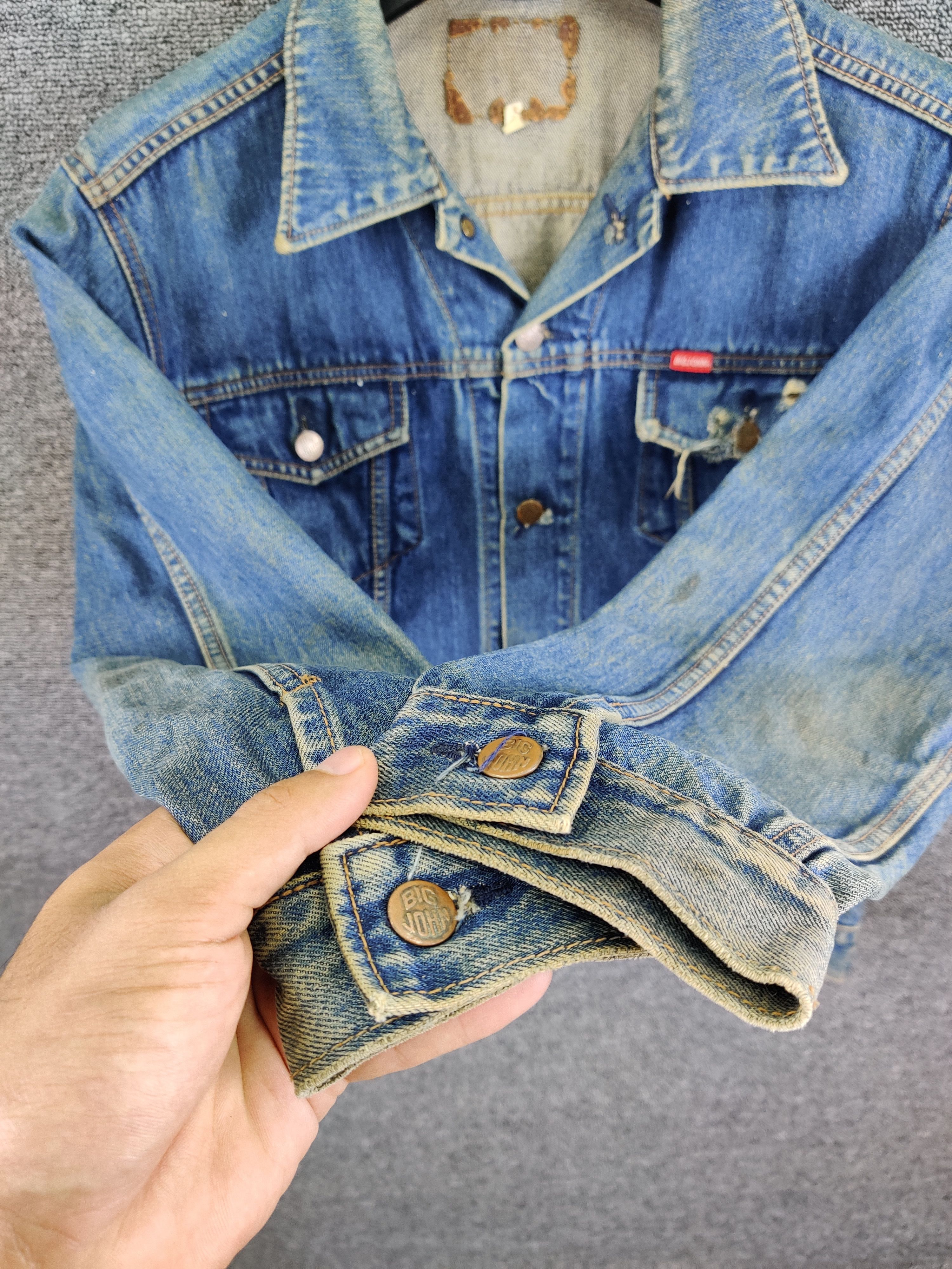 Big John Vintage 90s Big John Distressed Trucker Denim Jacket Size US M / EU 48-50 / 2 - 13 Thumbnail