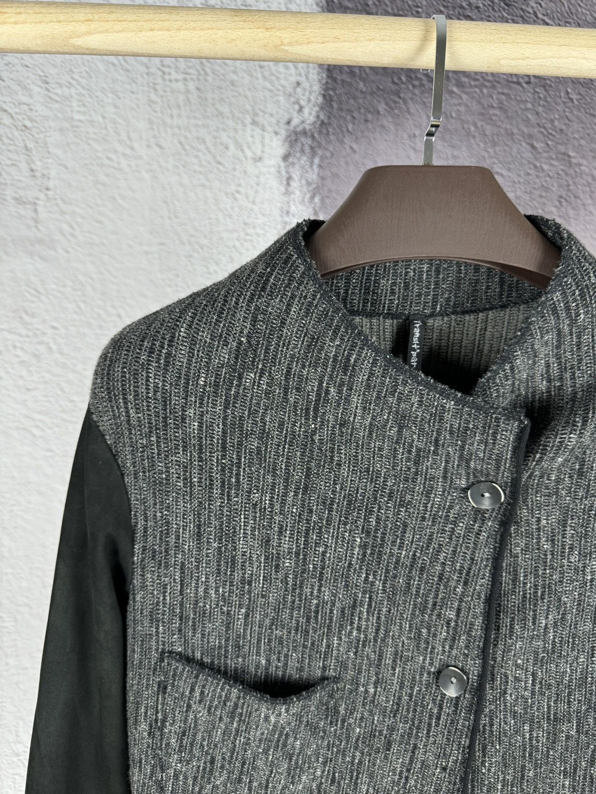 Transit × Transit Uomo Transit Par Such wool linen jacket with leather sleeve Size M / US 6-8 / IT 42-44 - 3 Thumbnail