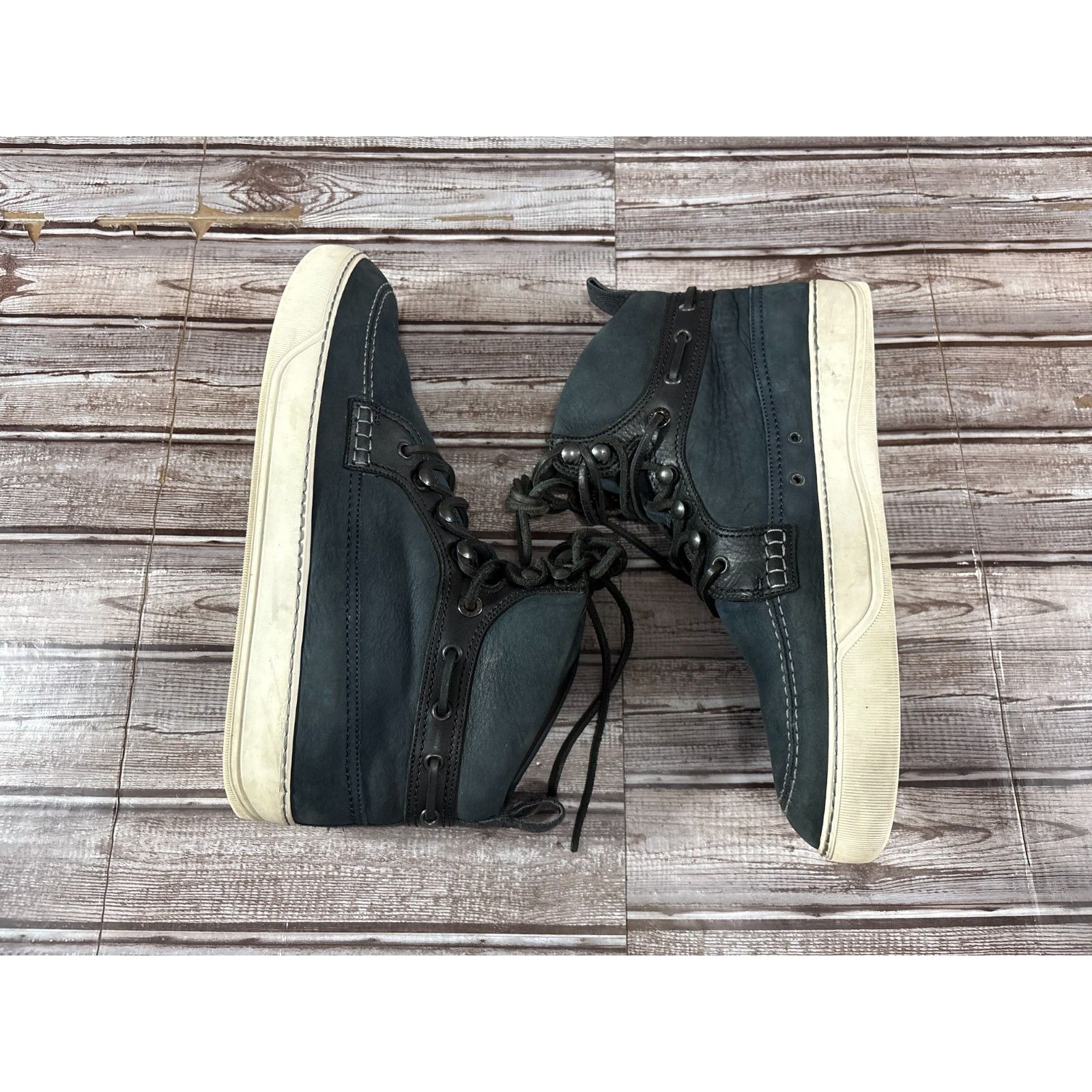 Lanvin Lanvin High Top suede Sneaker size 10 color blue / black / w Size US 10 / EU 43 - 4 Thumbnail