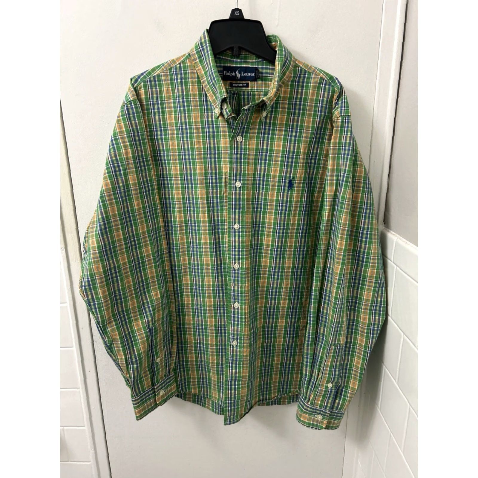 Ralph Lauren VINTAGE Ralph Lauren Shirt Mens XL Green Orange Plaid Button-Down L/S Classic Fit Size US XL / EU 56 / 4 - 2 Thumbnail