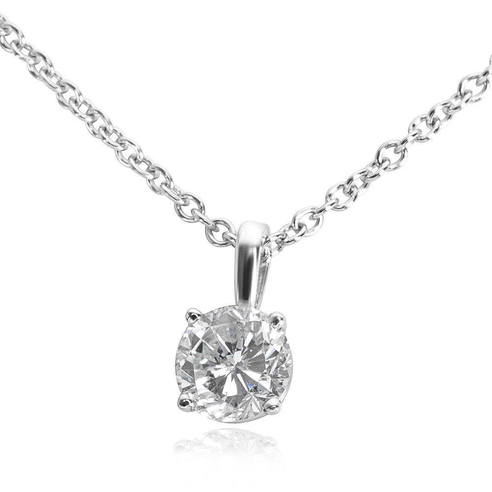 image of Tiffany Co Igl Certified Diamond Pendant Necklace In 14K White Gold (0.64 Ctw), Women's