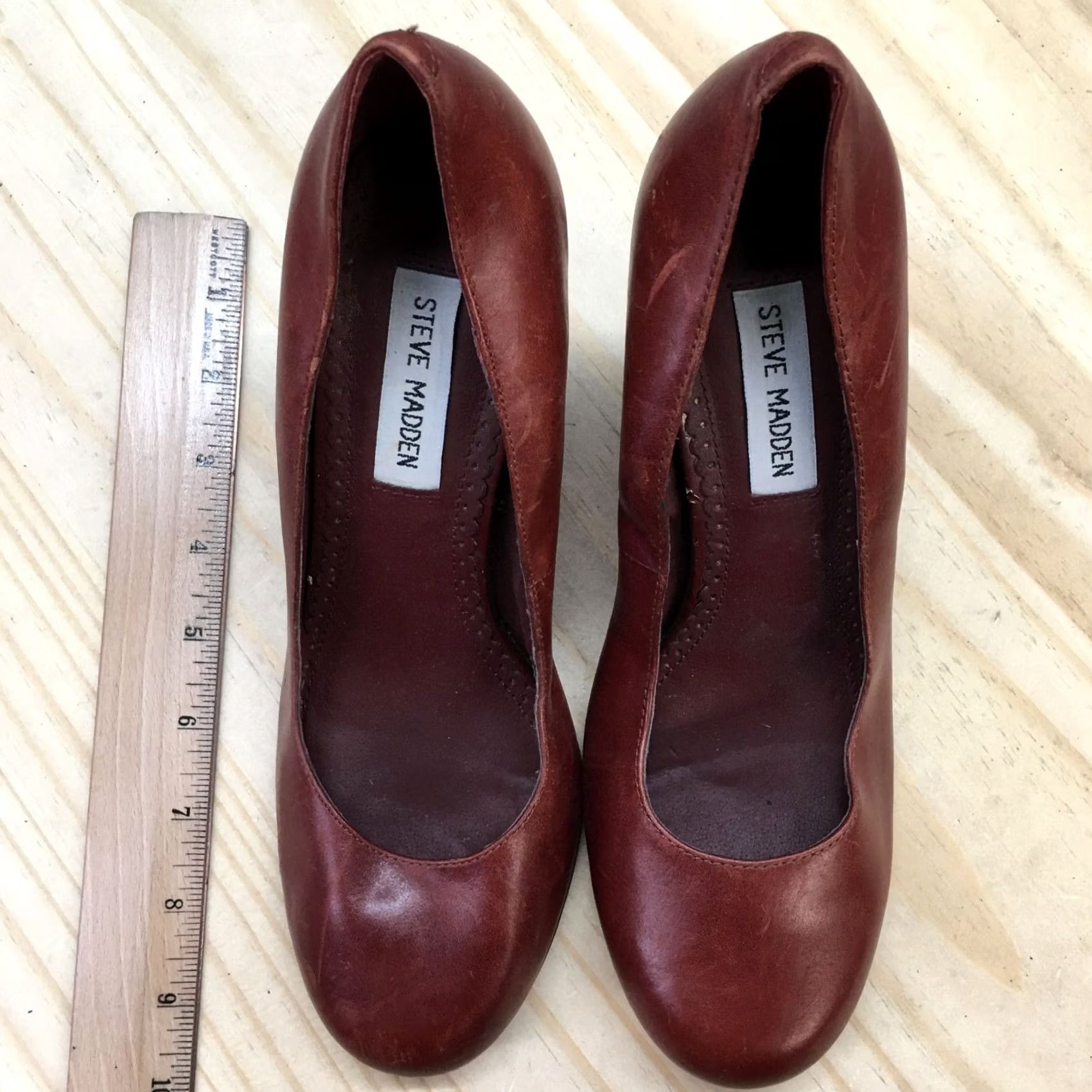 Steve Madden Steve Madden Heels Womens 8.5 M Sorge Pump Wedge Brown Leather Round Toe Casual Shoes Size US 9 / IT 39 - 6 Thumbnail