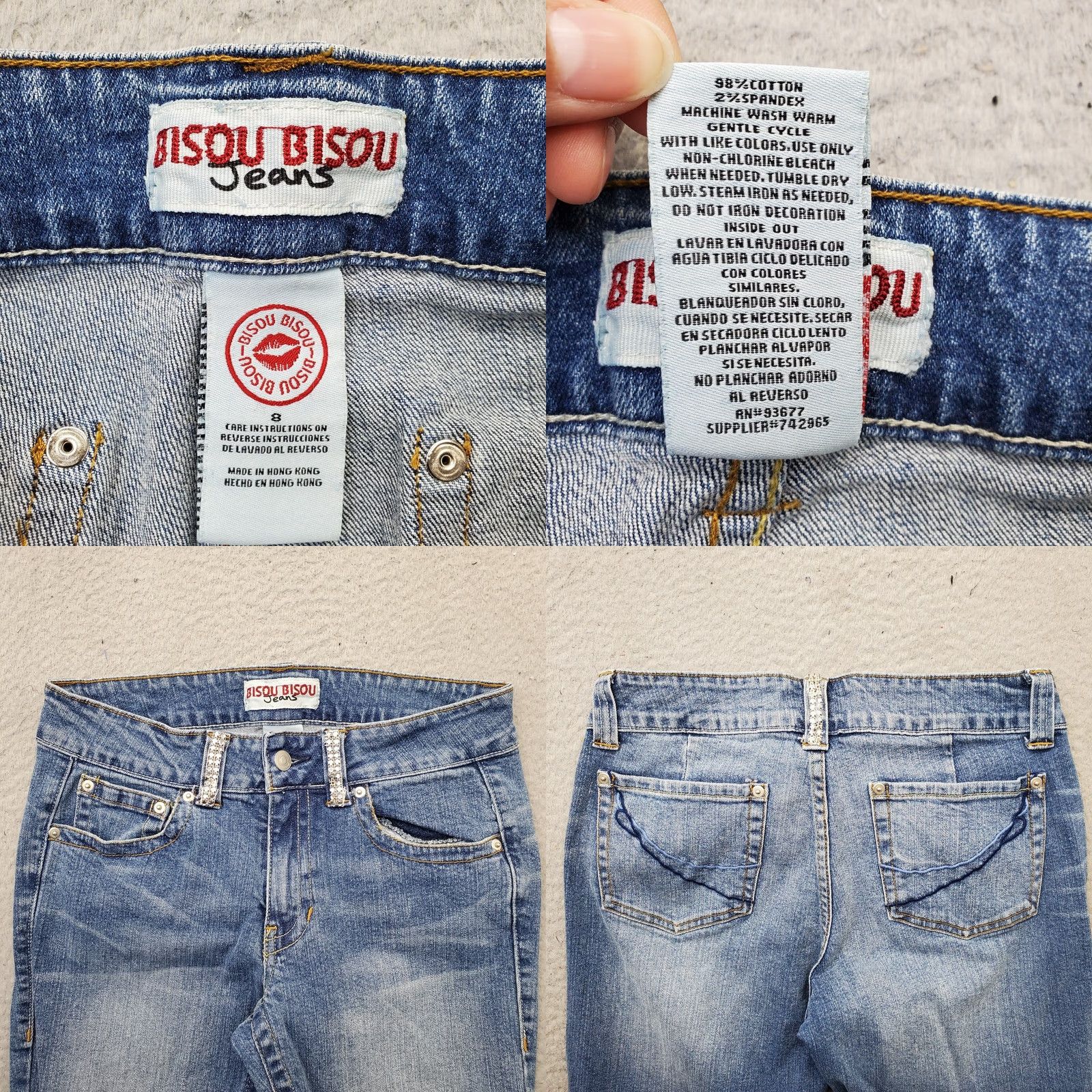 Vintage Bisou Bisou Jeans Women 8 Blue Denim Stretch Medium Wash Ankle Cuff Straight Leg Womens Size 8 Blue Denim Jeans Size 30" / US 8 / IT 44 - 8 Thumbnail