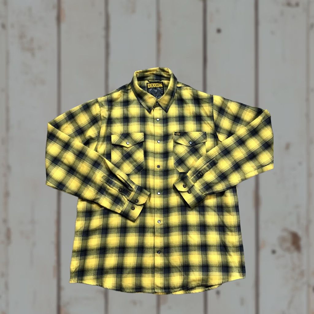 Vintage Dixxon Parham Panhead Shirt Mens XL Yellow Plaid Flannel Snap Front Motorcycle Size US L / EU 52-54 / 3 - 1 Thumbnail