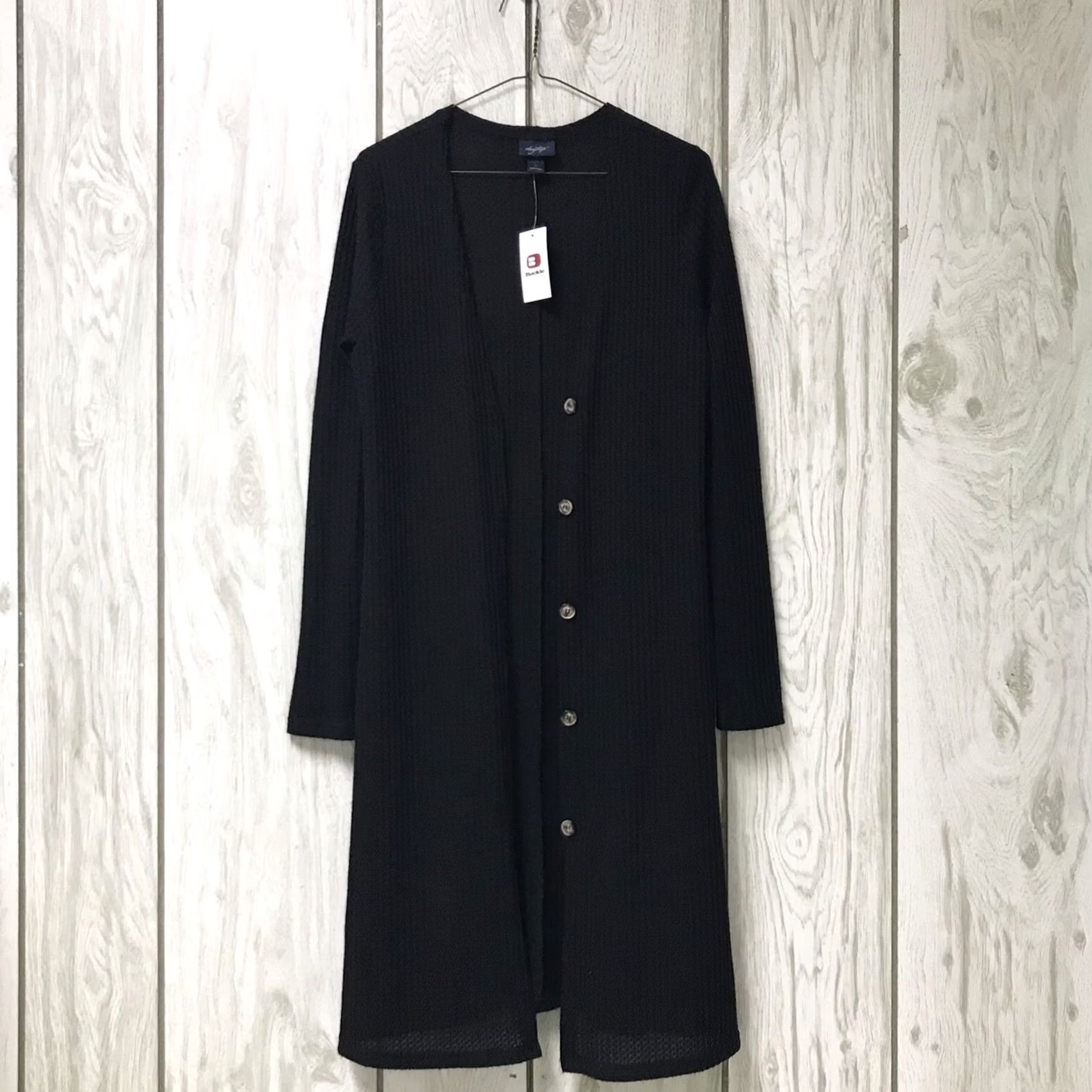 Vintage Buckle Cardigan Women Black Waffle Knit V-Neck Button-Up Sweater S Size S / US 4 / IT 40 - 3 Thumbnail