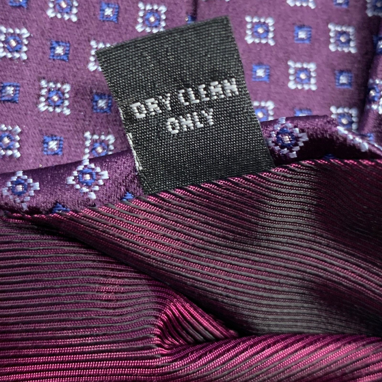 Other BORRELLI Purple White Squares Silk Tie Size ONE SIZE - 4 Thumbnail