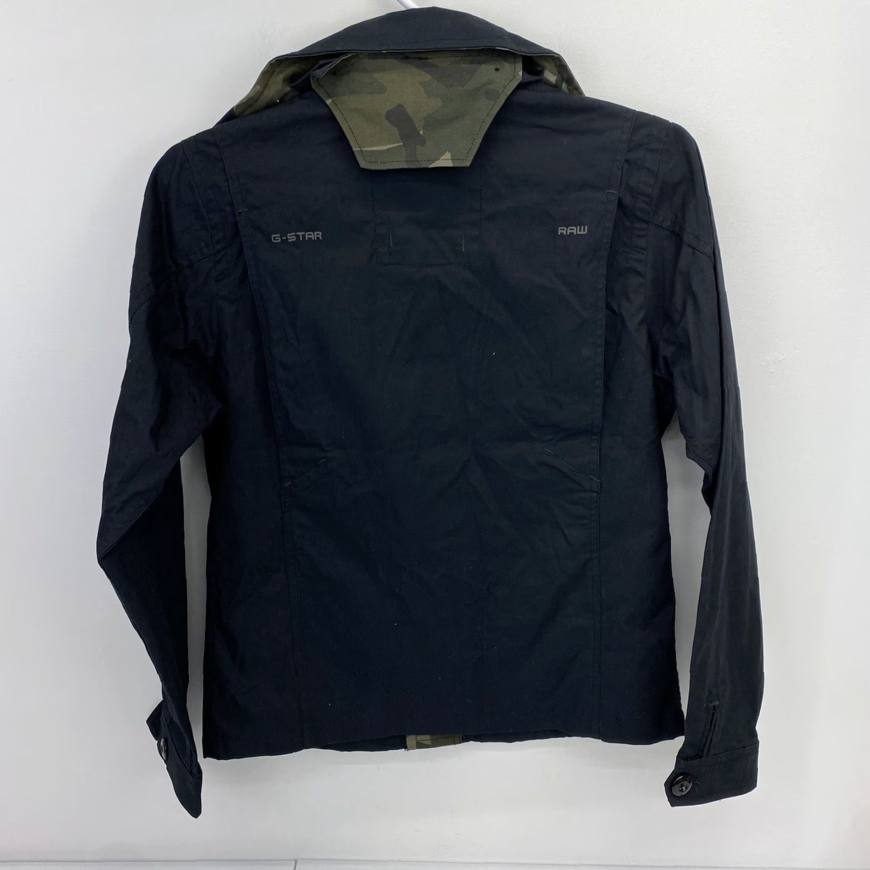 G-Star G-Star RAW Overshirt Jacket Men S Black Camouflage Pockets City Collared Canvas Cotton Snap Button Mid-Length Casual Regular Size US S / EU 44-46 / 1 - 3 Thumbnail