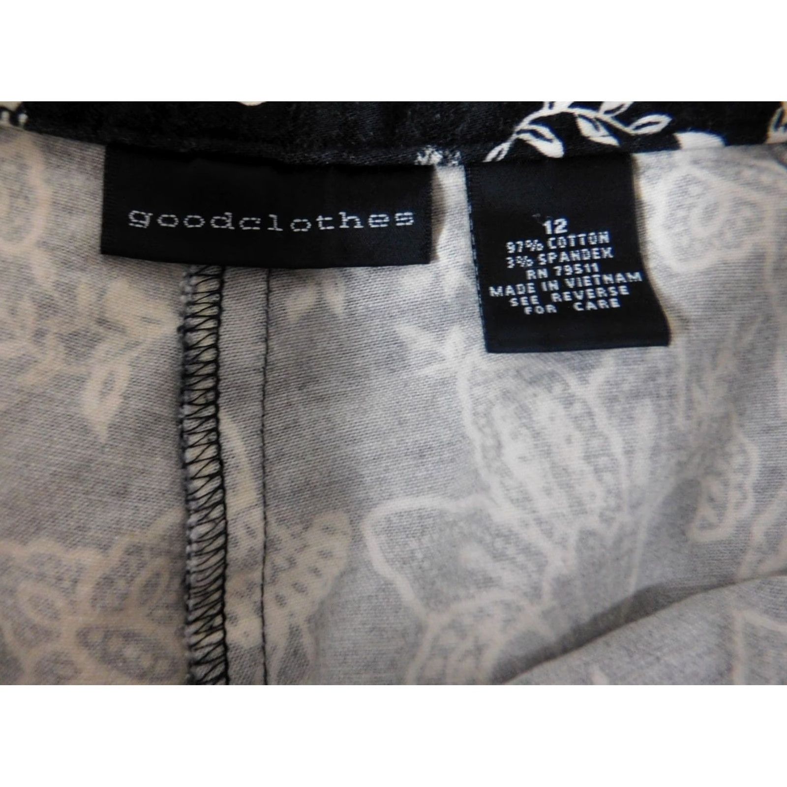 Vintage Goodclothes Womens Pants 12 Black Straight Floral Chino Knit Polyester Rayon Zipper Stretch Regular Inseam 22in Womens Size 34" / US 12 / IT 48 - 4 Thumbnail