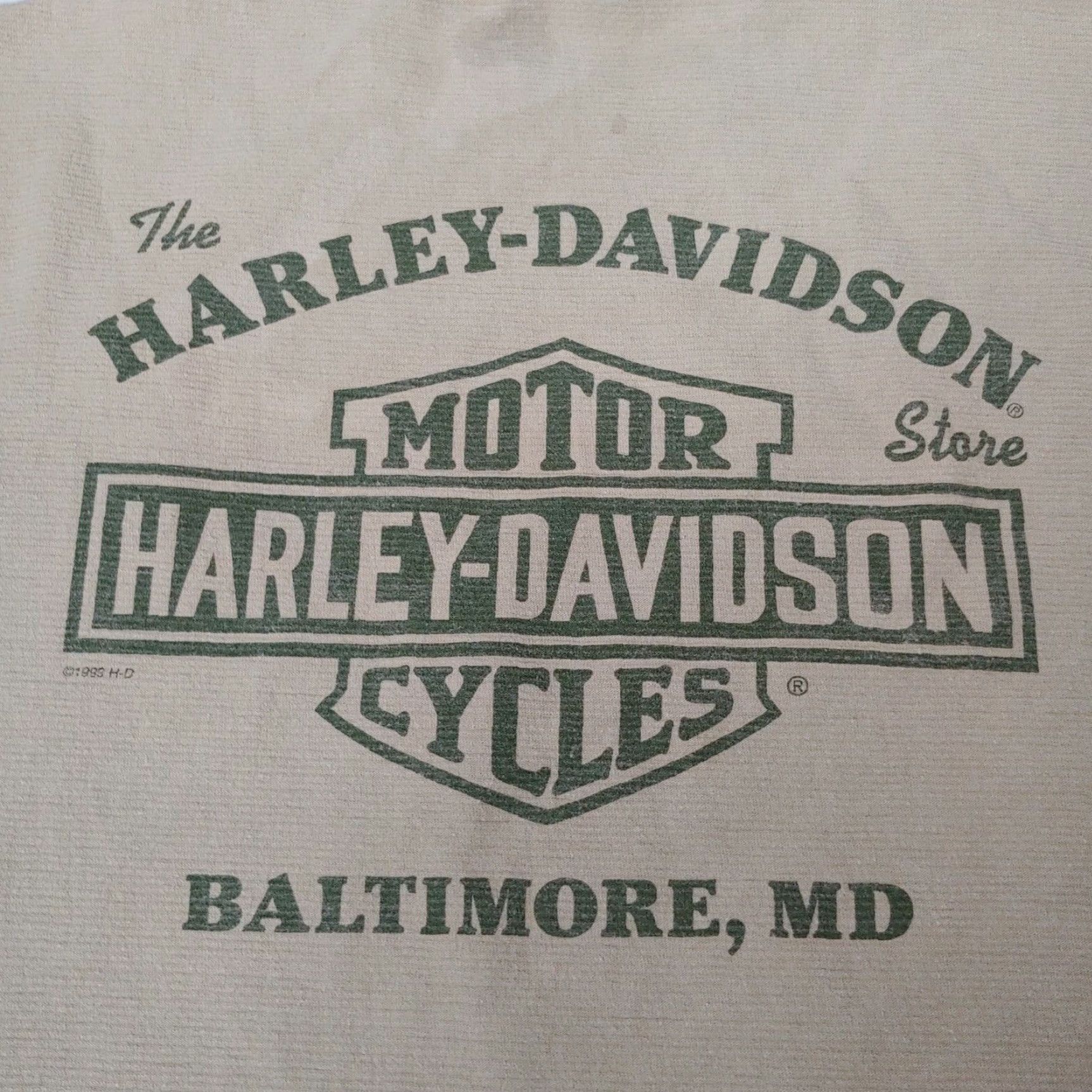 Harley Davidson VINTAGE Harley-Davidson Shirt Mens Large Tan Baltimore Biker 1990s Short Sleeve Ribbed Knit Crew Neck Size US L / EU 52-54 / 3 - 6 Thumbnail