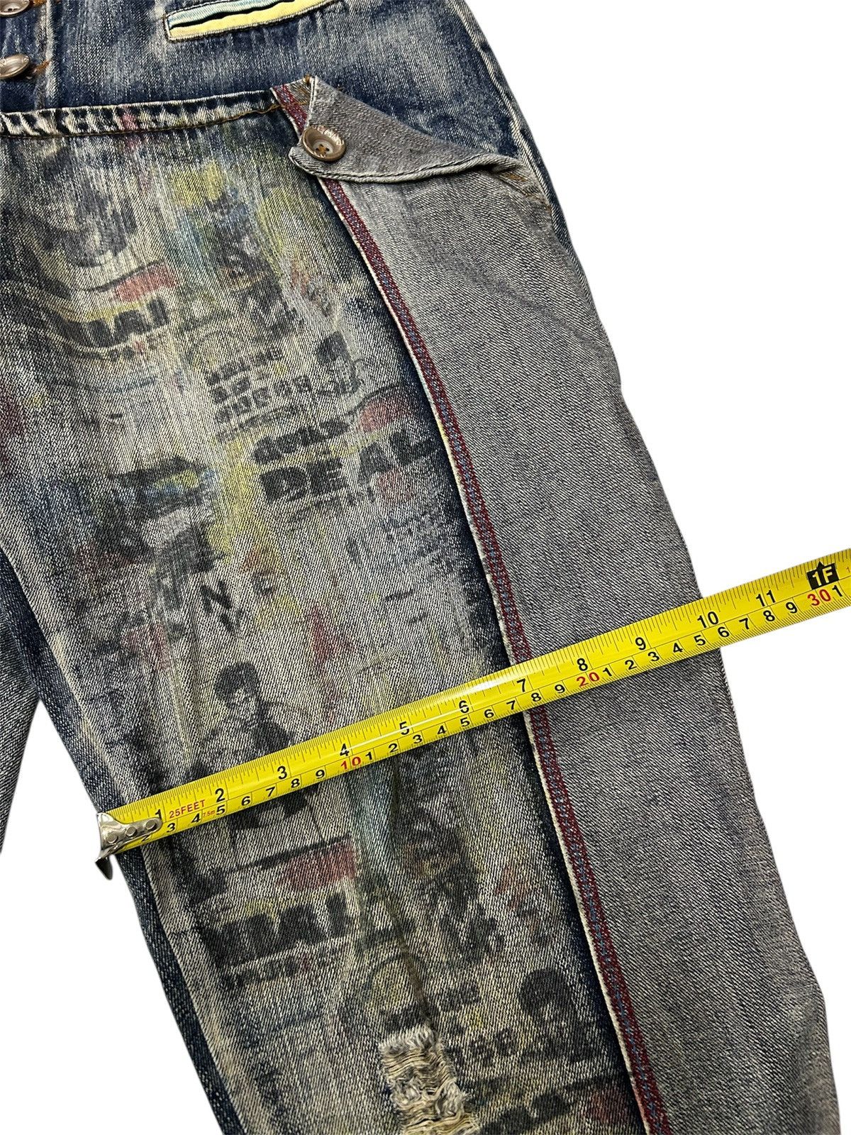 Japanese Brand Vintage Y2K Japanese Sick Artwork Denim Double Layer Jeans Size US 28 / EU 44 - 7 Thumbnail