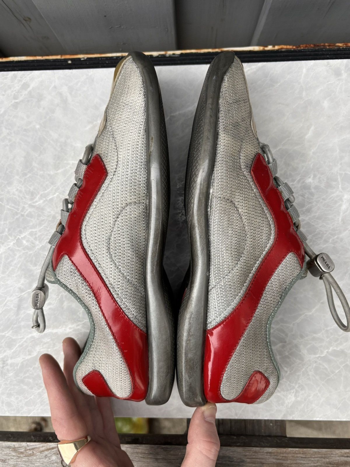 Prada × Vintage Vintage Prada Sneakers 2000s Mesh Sport Square Toe 90s 3876 Size US 8 / IT 38 - 13 Thumbnail