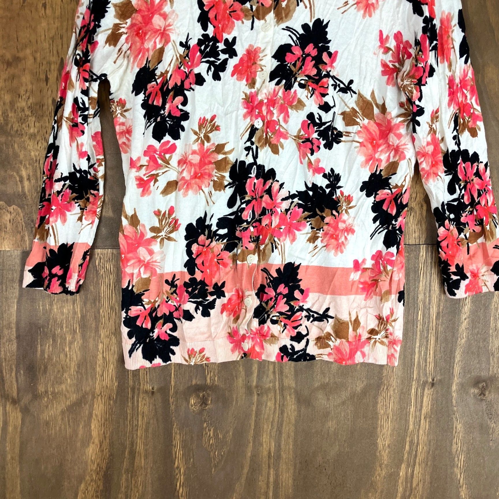 Banana Republic Talbots Womens Cardigan Sweater Multicolored Floral Button Down Cotton Blend M Size M / US 6-8 / IT 42-44 - 3 Thumbnail