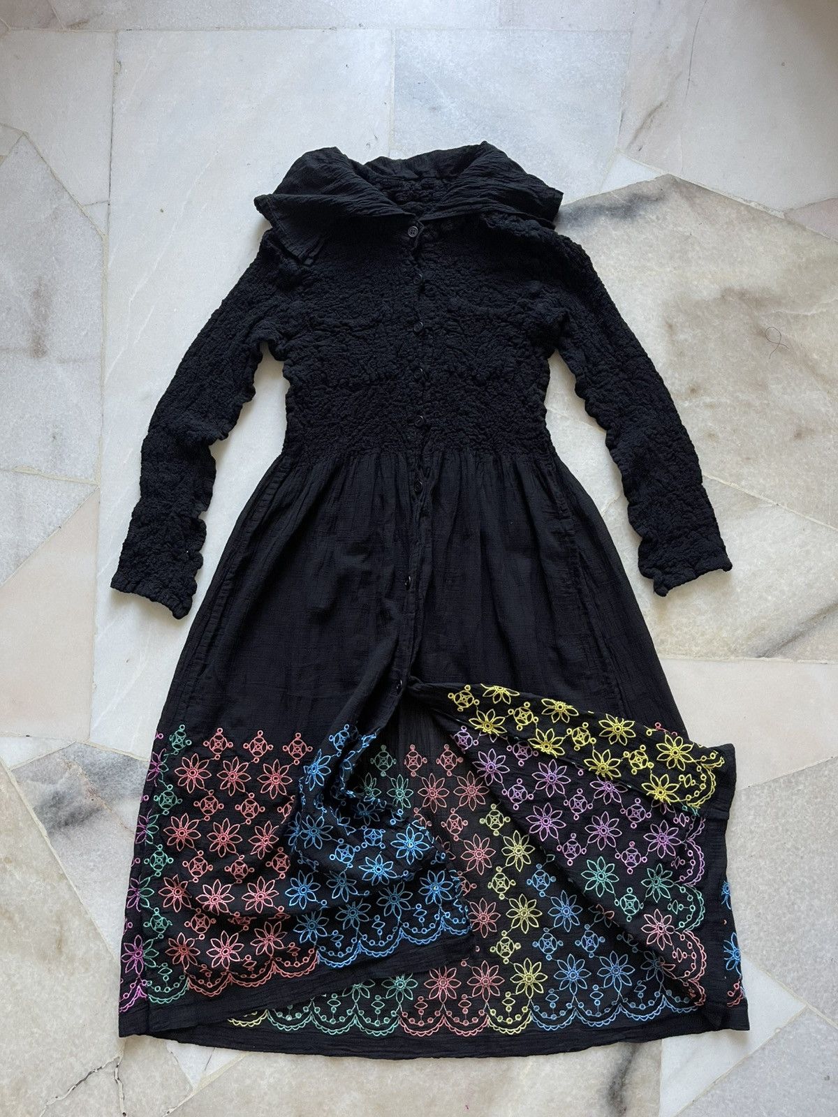 Issey Miyake Issey Miyake Mee Dress Flower Embroidered Size S / US 4 / IT 40 - 12 Thumbnail