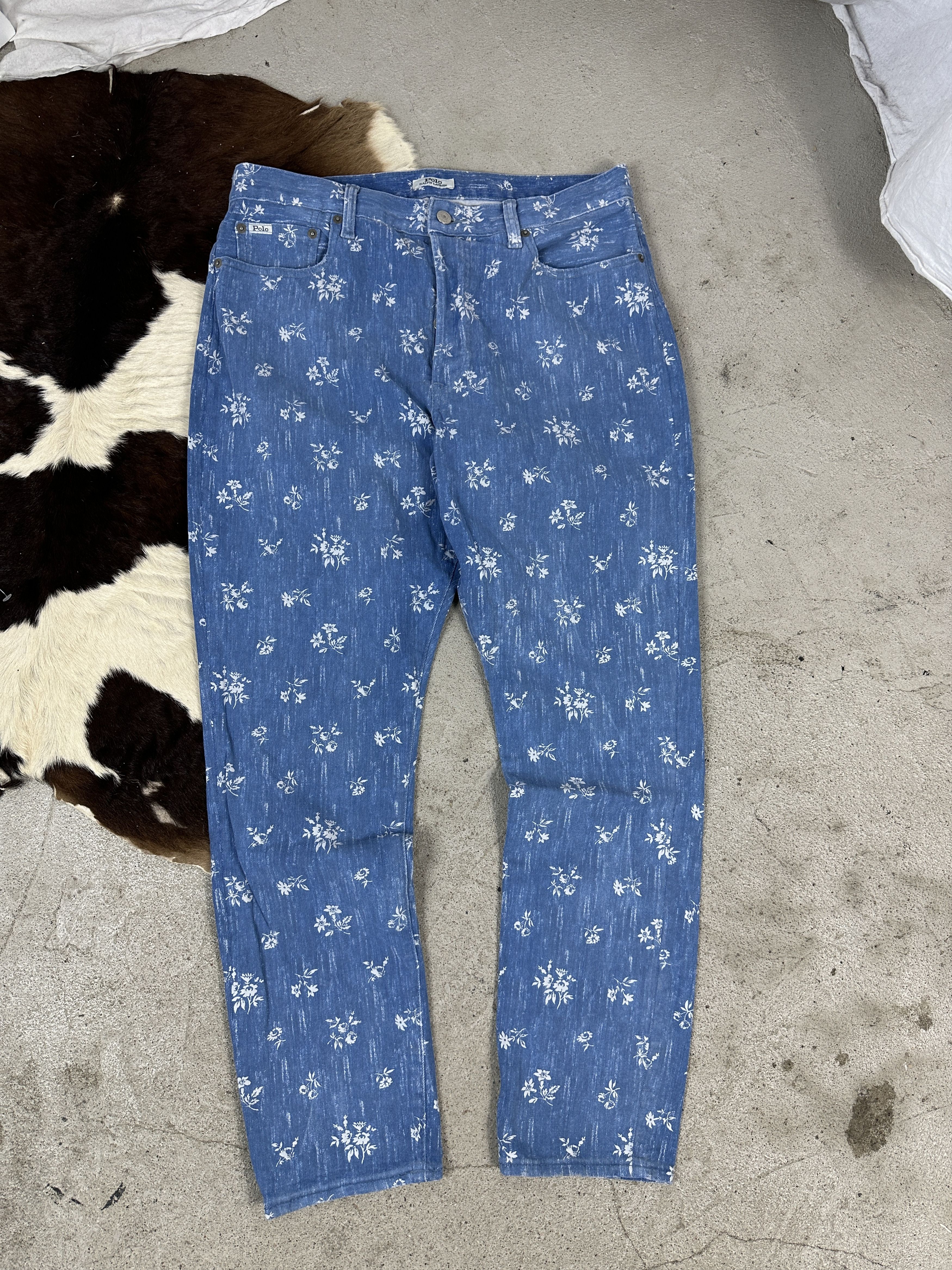 Polo Ralph Lauren × Vintage Vintage Denim Y2K Polo Ralph Lauren Flower Printed Jeans Size 32" / US 10 / IT 46 - 1 Thumbnail