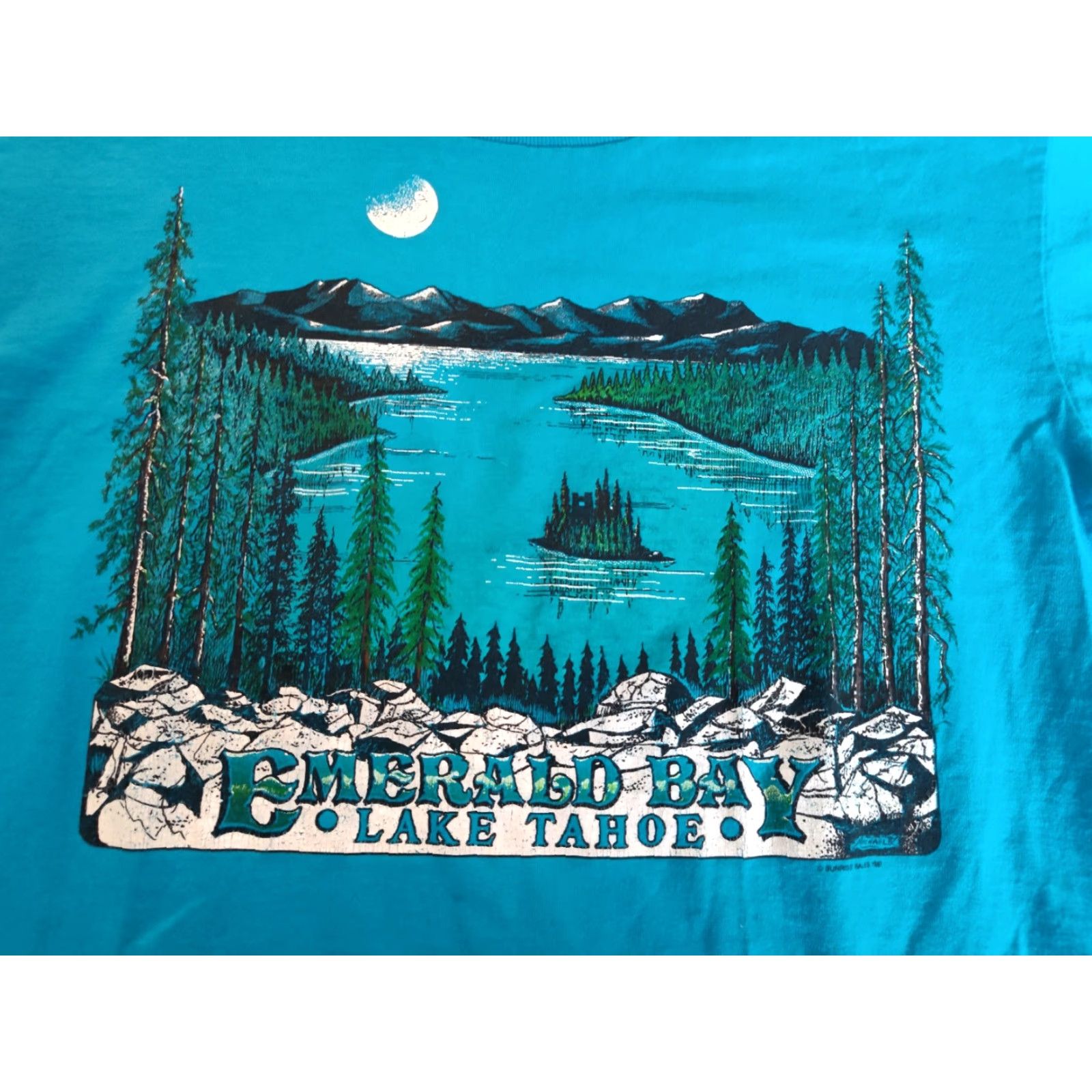 Vintage Vtg 80s Lake Tahoe Tee Shirt Sz L Mountain Emerald Bay Single Stitch Oneita Tag Shirt Tee Lake Tahoe Vintage True Oneita 80s Graphic Size US L / EU 52-54 / 3 - 2 Thumbnail