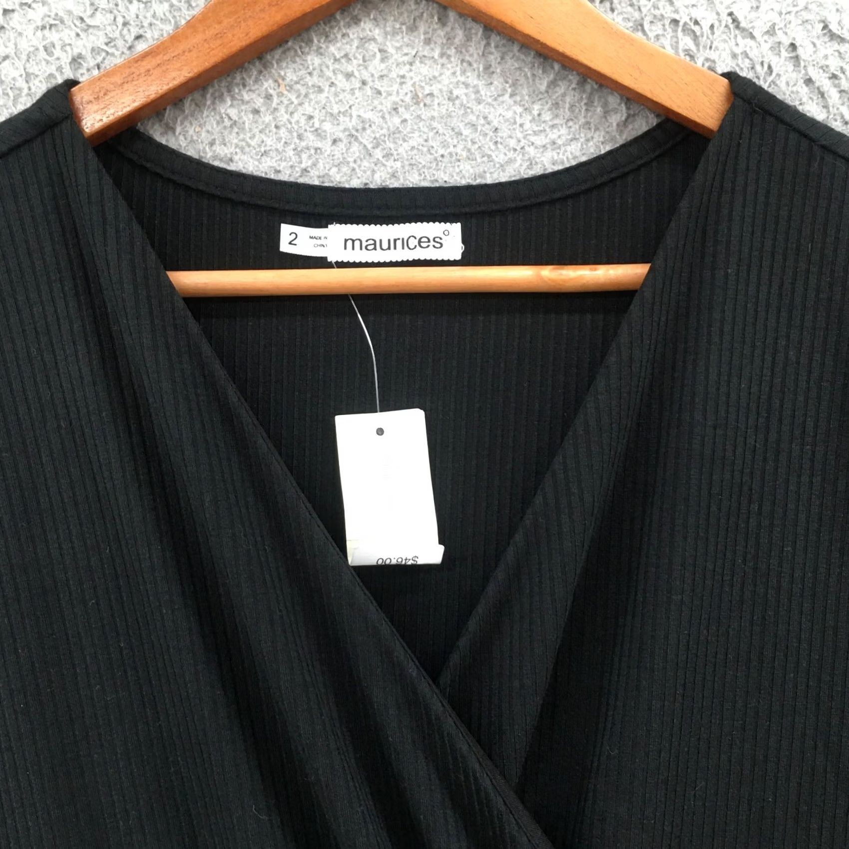 Vintage Maurices Mini A-Lined Dress Womens 2 Long Sleeve Overlap V-Neck Casual Black NEW Size XS / US 0-2 / IT 36-38 - 4 Thumbnail