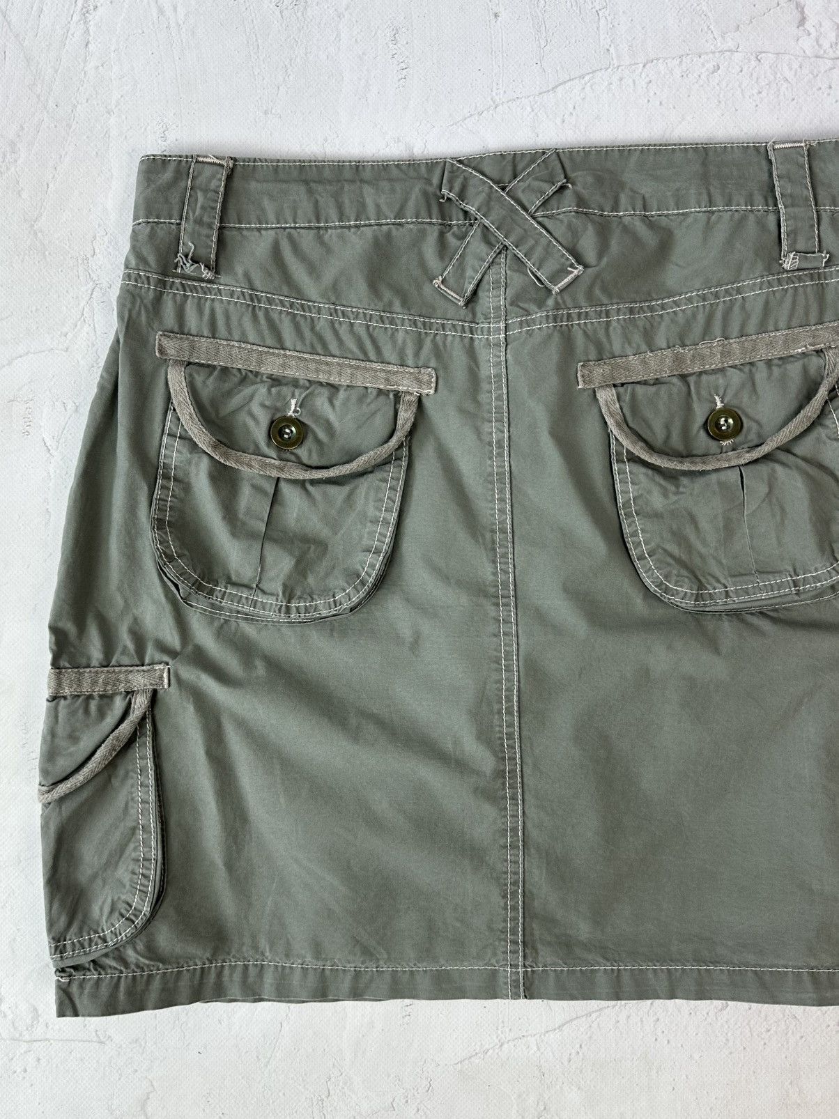 If Six Was Nine Vintage Khaki Cargo Mini Skirt Size 34" / US 12 / IT 48 - 6 Thumbnail