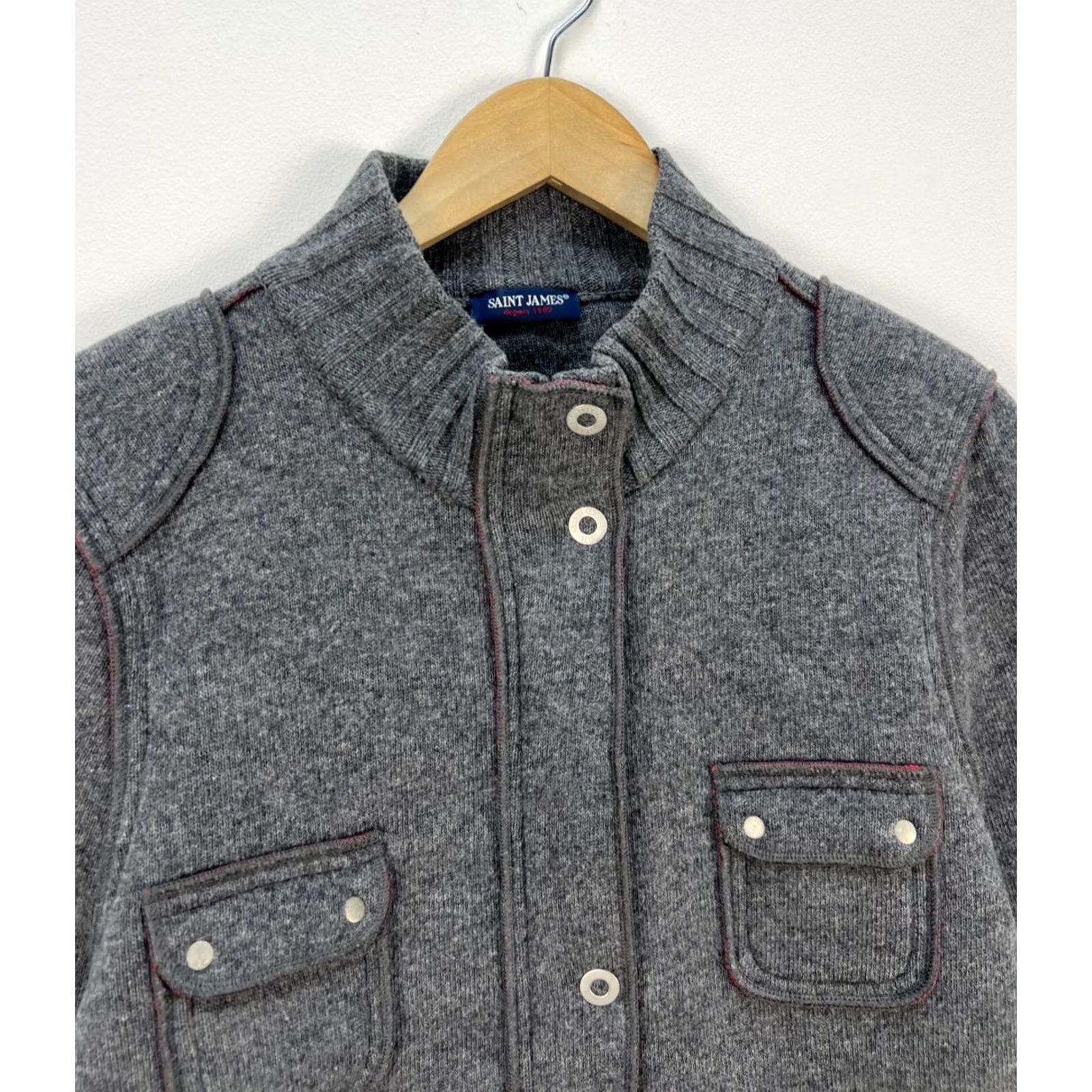 Saint James VINTAGE Saint-James Wool Blend Jacket Snap Front Utility Pockets Womens Size GB 16 US 12 Size L / US 10 / IT 46 - 3 Thumbnail