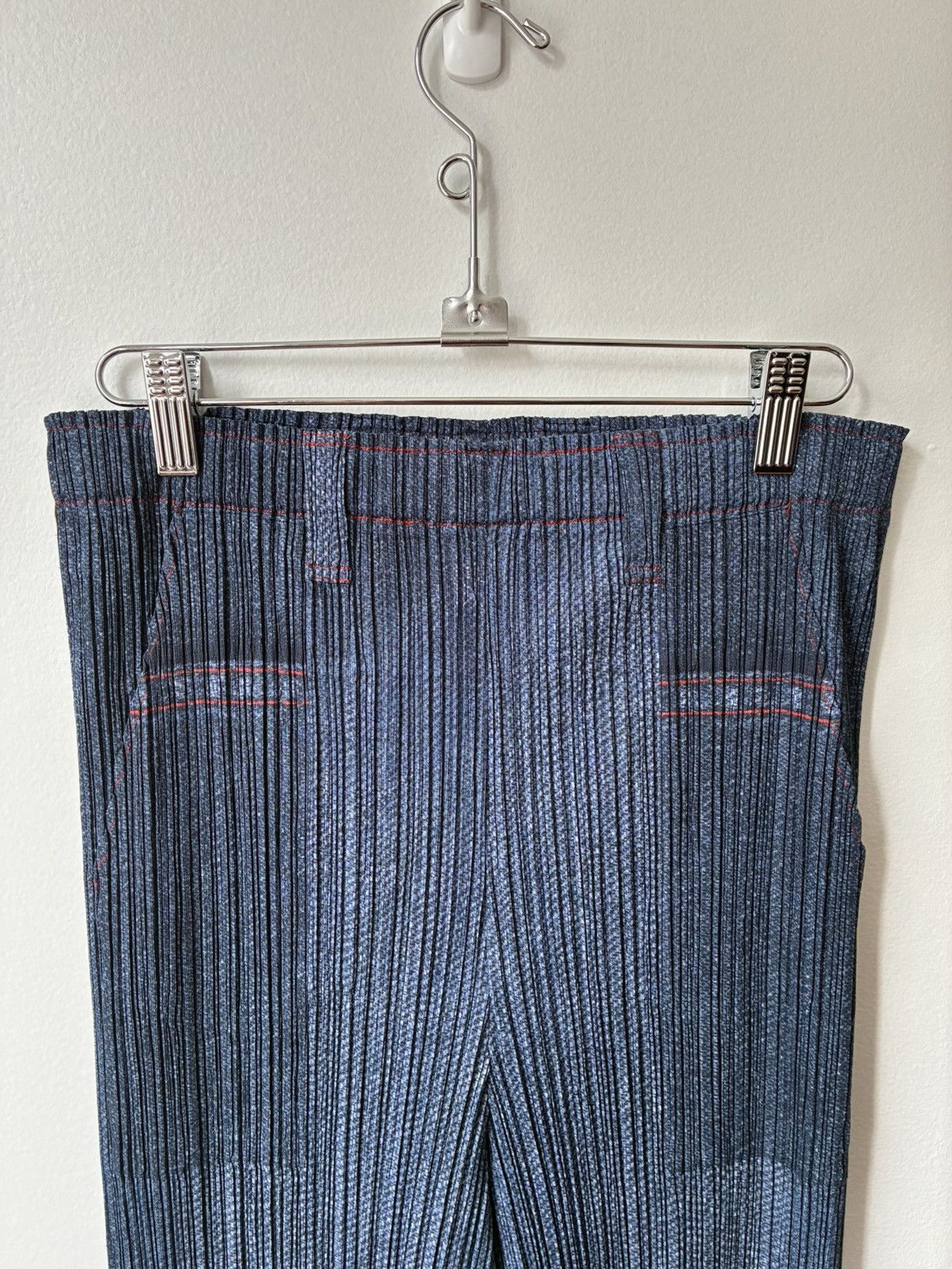Pleats Please Issey Miyake PLEATS PLEASE Trompe L’Oeil Denim Printed Pants Size US 32 / EU 48 - 8 Thumbnail