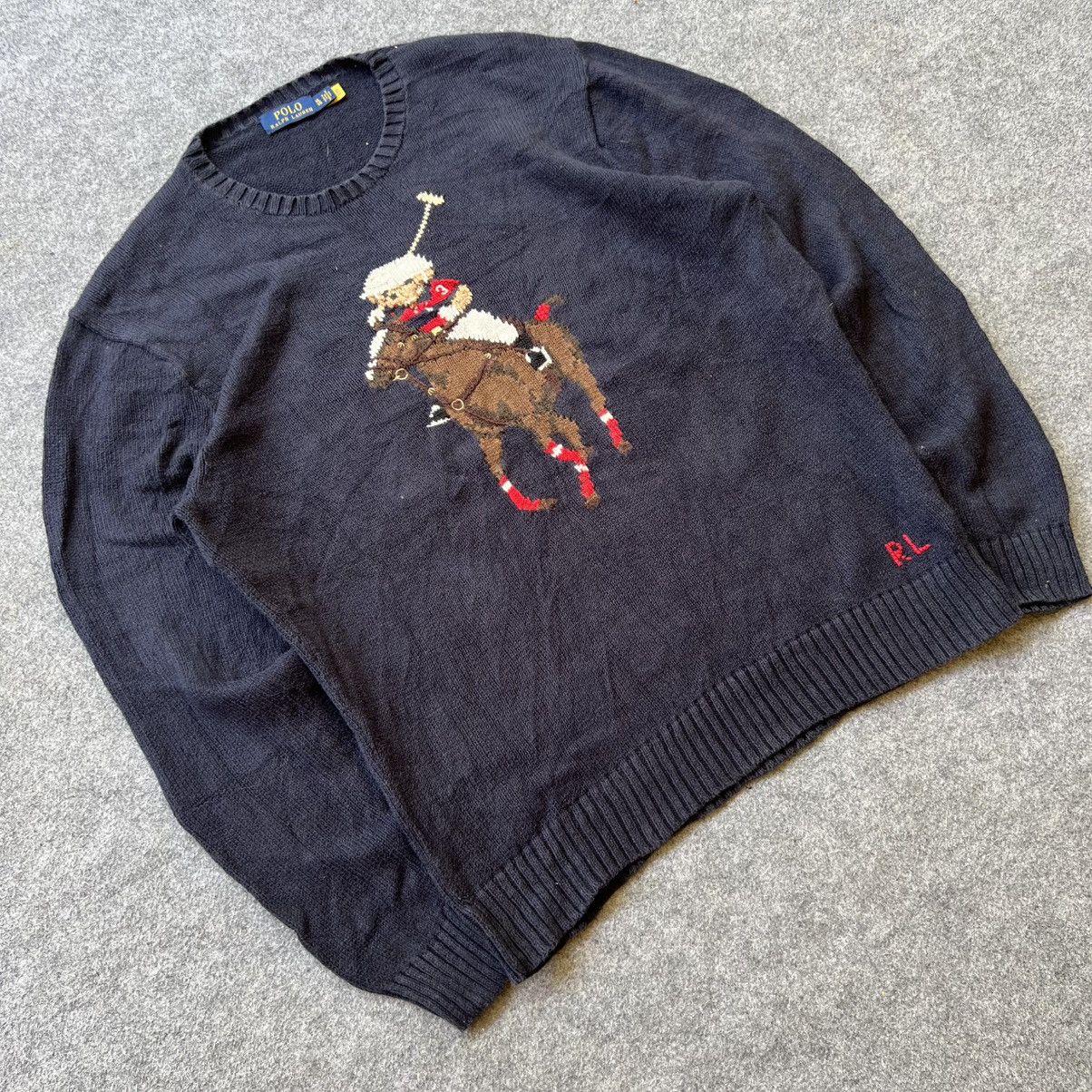 Designer × Polo Ralph Lauren × Vintage Vintage Polo Ralph Lauren Bear & Big Pony Knit Sweater Size US XL / EU 56 / 4 - 2 Thumbnail