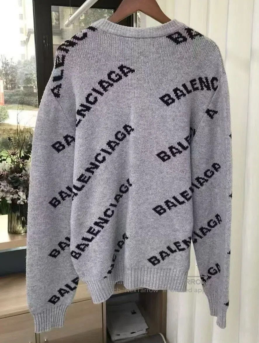 Balenciaga Balenciaga Gray Logo Knit Sweater M. Size US M / EU 48-50 / 2 - 3 Thumbnail