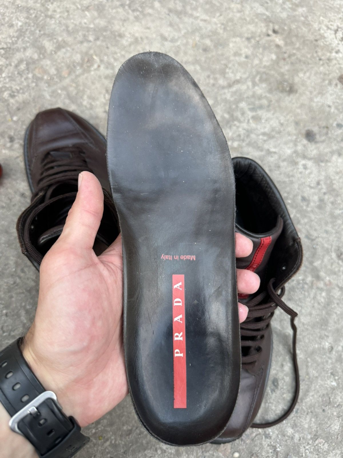 Prada × Vintage Prada Vintage Leather Brown Red Tab Boots size 39 Size US 8.5 / IT 38.5 - 22 Thumbnail