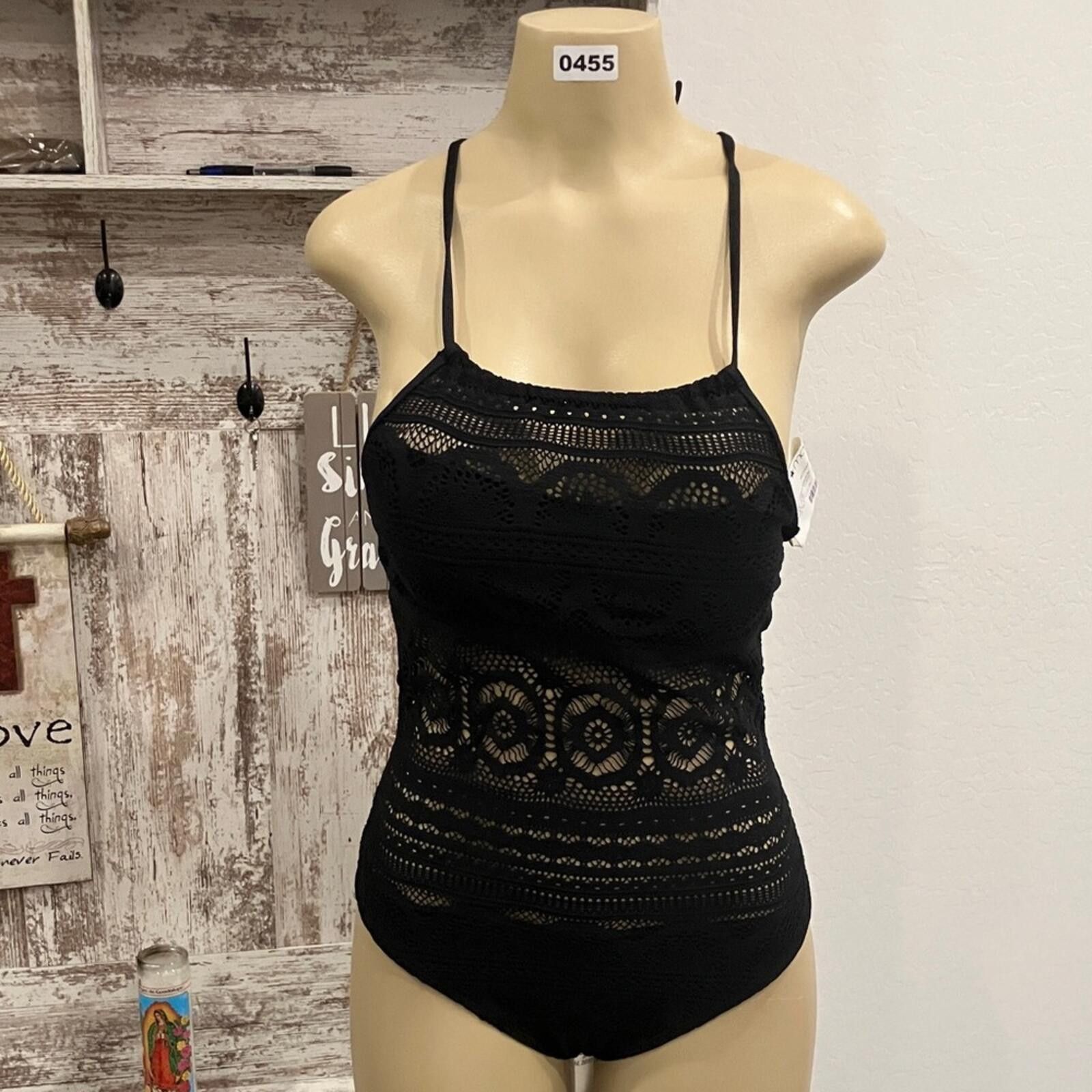 Kenneth Cole NWOT Kenneth Cole Reaction Black Crochet Swimsuit Size ONE SIZE - 7 Thumbnail