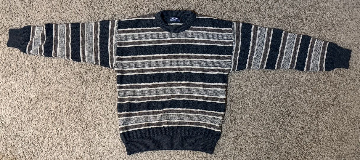 Vintage VINTAGE brown and beige striped sweater Size US M / EU 48-50 / 2 - 2 Thumbnail