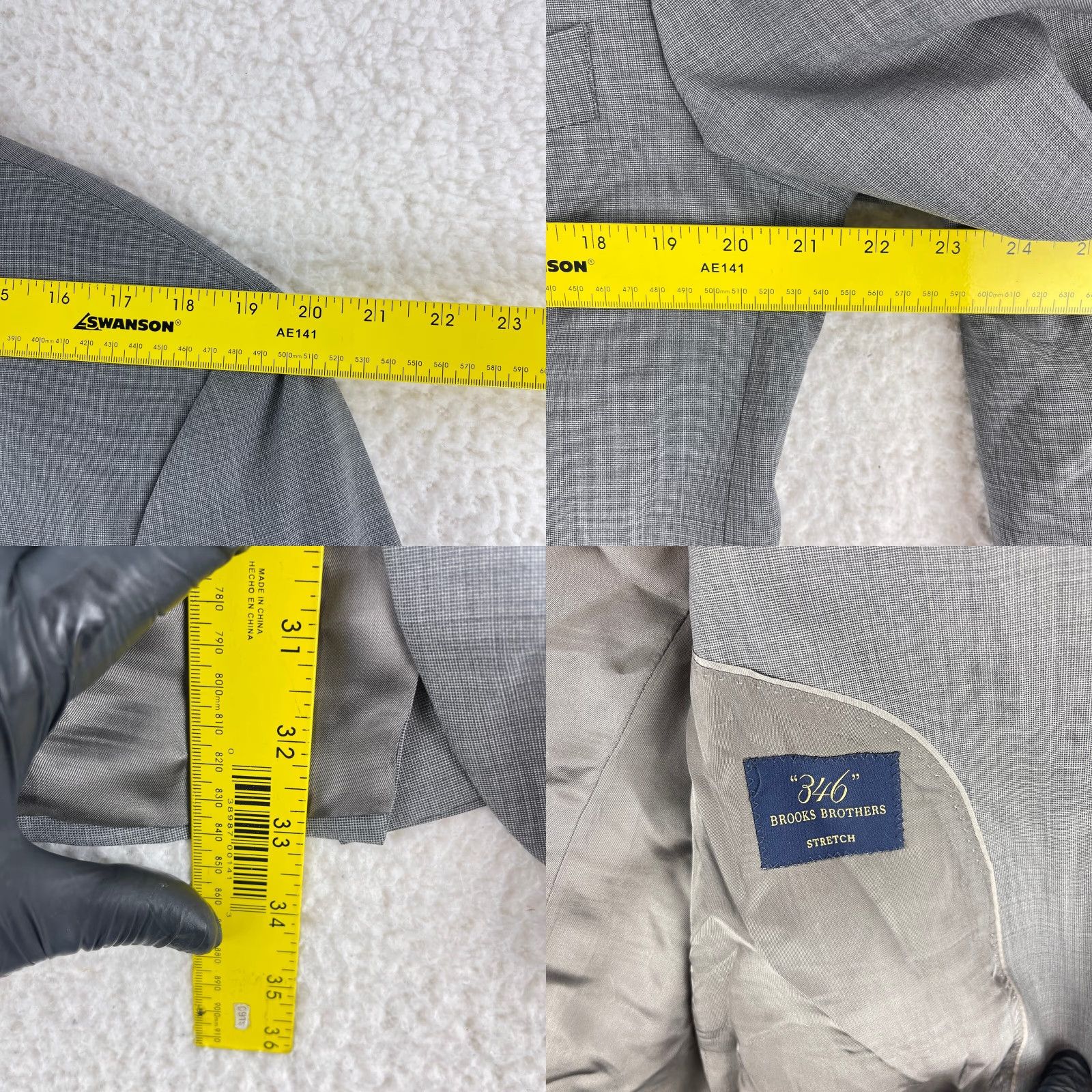 Brooks Brothers Brooks Brothers Blazer Mens Size 42L Gray Wool Suit Jacket Notch Lapel Single-Breast 2-Button Size 42R - 8 Thumbnail
