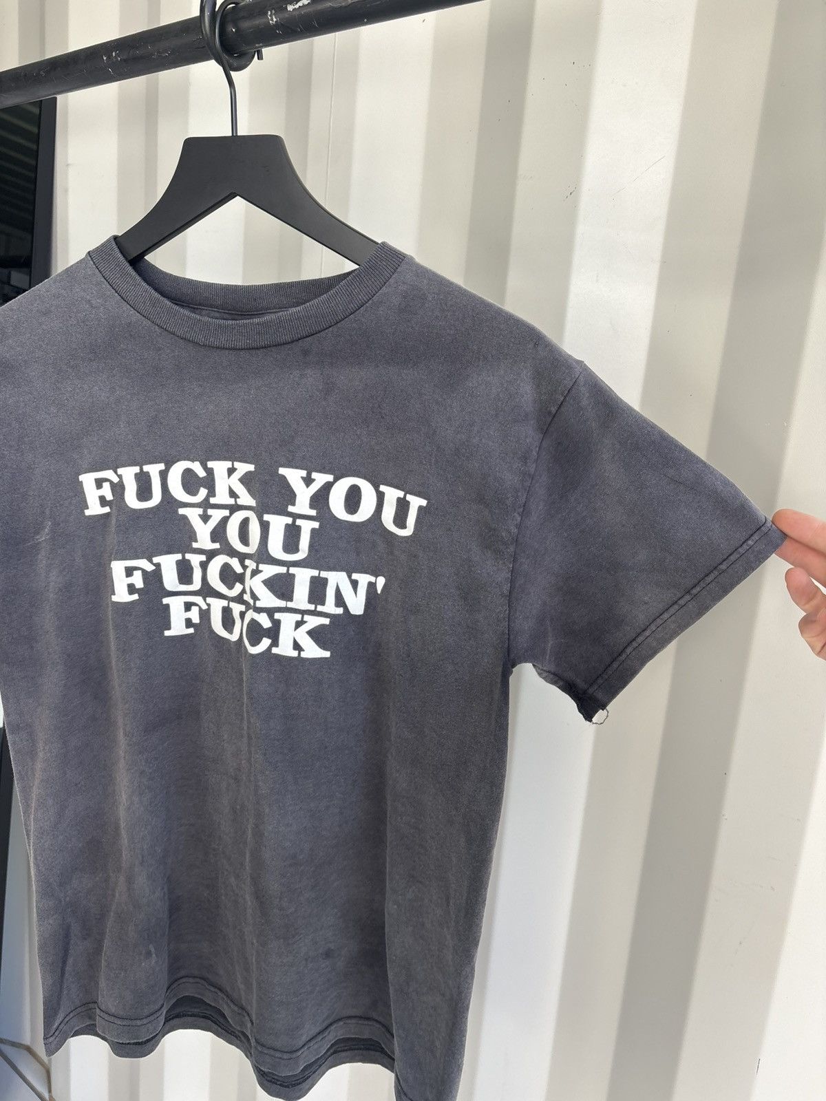 Vintage Vintage Fuck You Shirt Distressed Faded Thrash Grunge Band Size US S / EU 44-46 / 1 - 2 Thumbnail