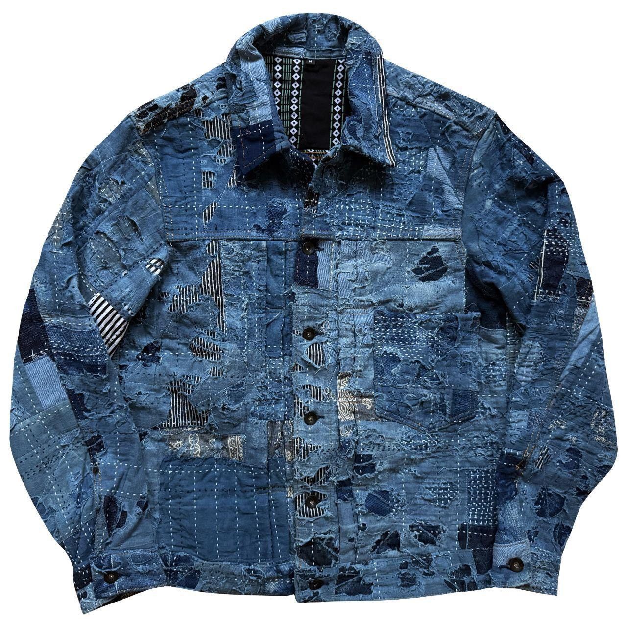 Kapital Indigo Boro Sashiko Denim Jacket Size US M / EU 48-50 / 2 - 1 Thumbnail
