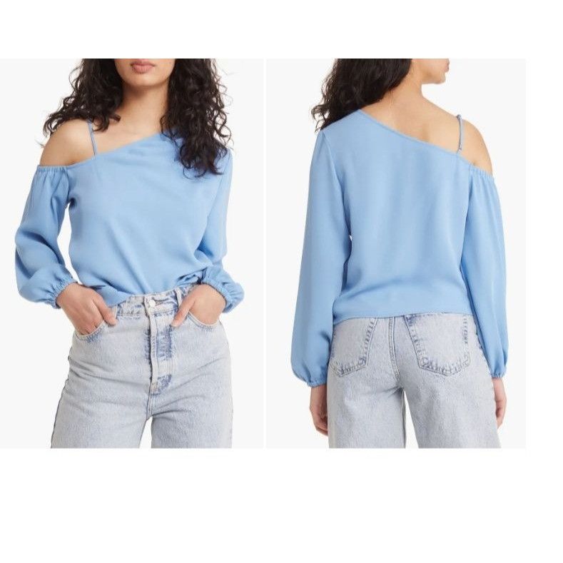 Other Open Edit Pleated Asymmetric Top, Blue Lake, M Size M / US 6-8 / IT 42-44 - 2 Thumbnail