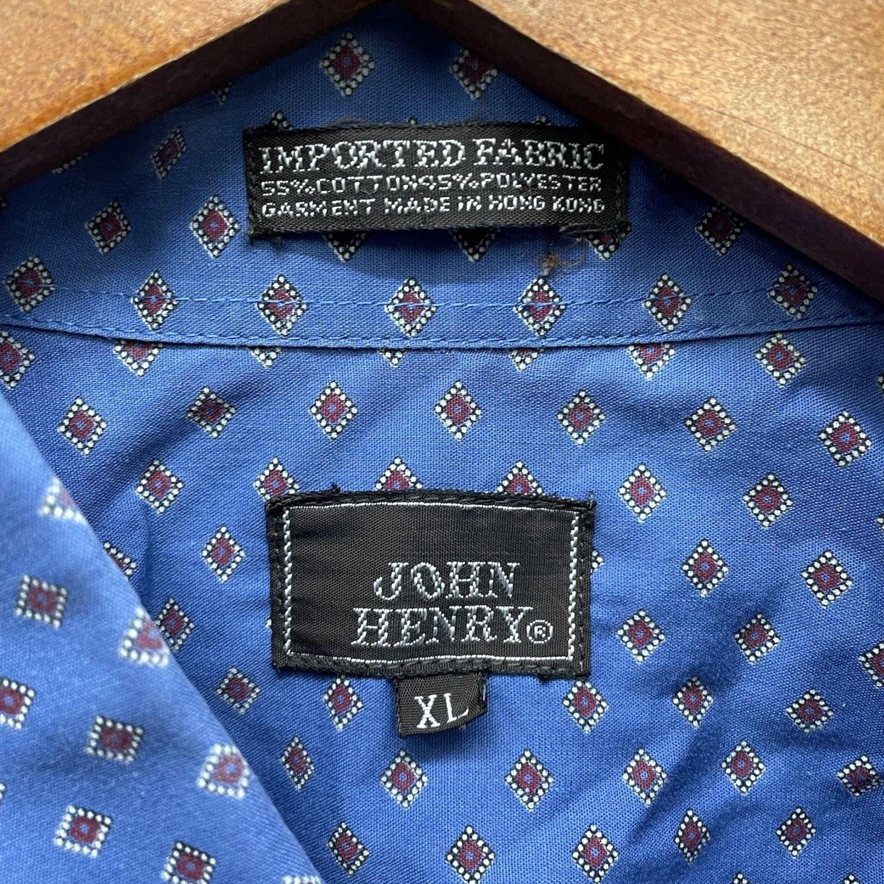 Vintage John Henry Shirt Mens Western Blue Cotton Long Sleeve Button-Up XL Button-Down Collar Size US XL / EU 56 / 4 - 4 Thumbnail