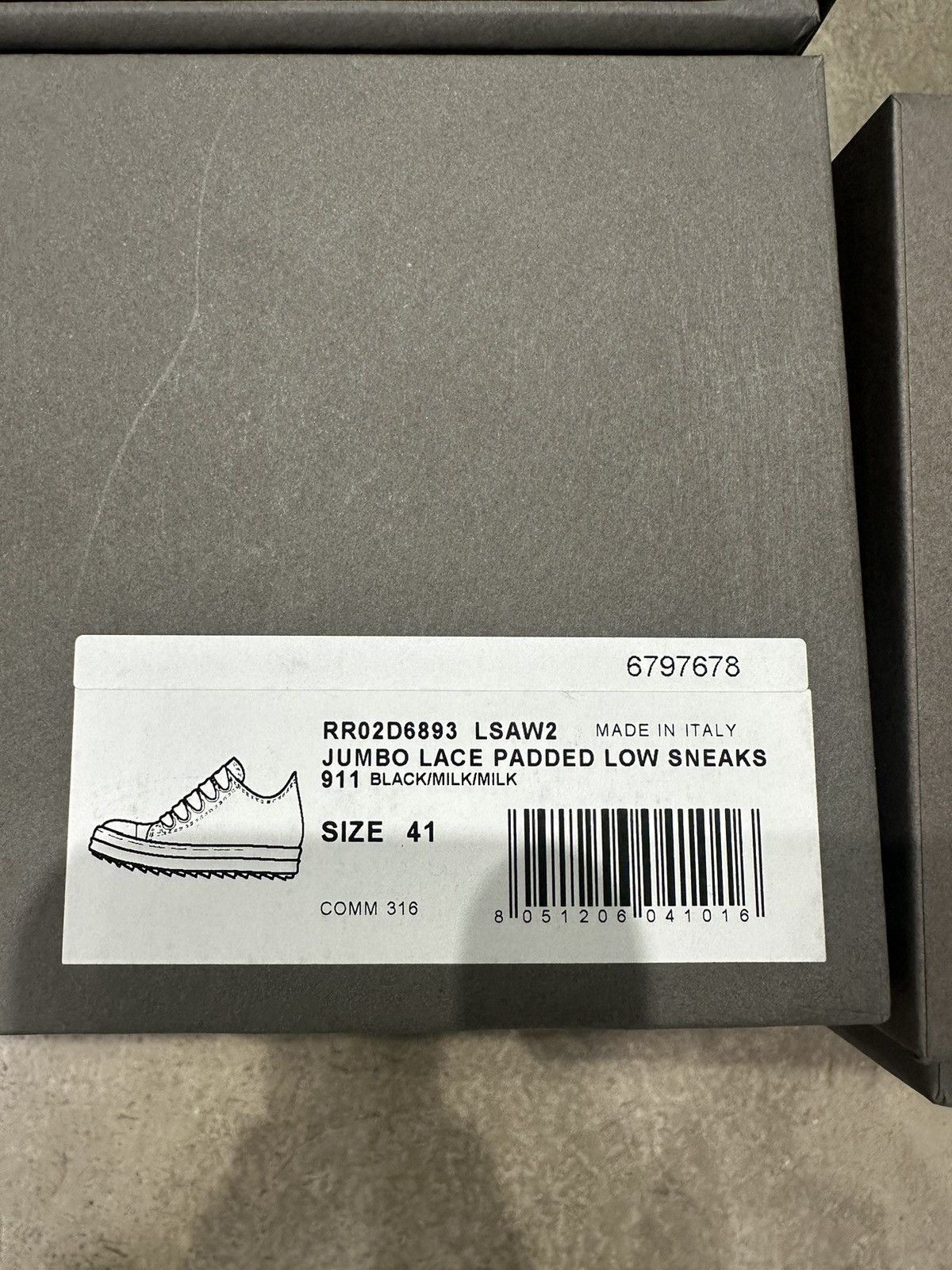 Rick Owens RICK OWENS - Jumbo Lace Padded Low Black Milk Size US 8 / EU 41 - 8 Thumbnail