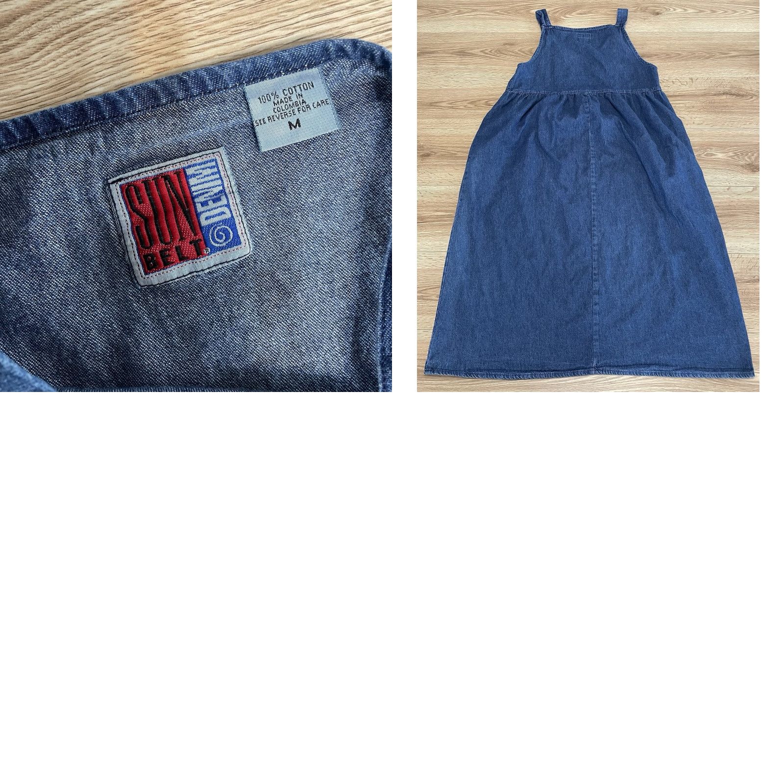 Denime VINTAGE Sunbelt Womens Midi Cotton Dress Sleeveless Pockets Solid Blue Casual Styles Size 32" / US 10 / IT 46 - 8 Thumbnail