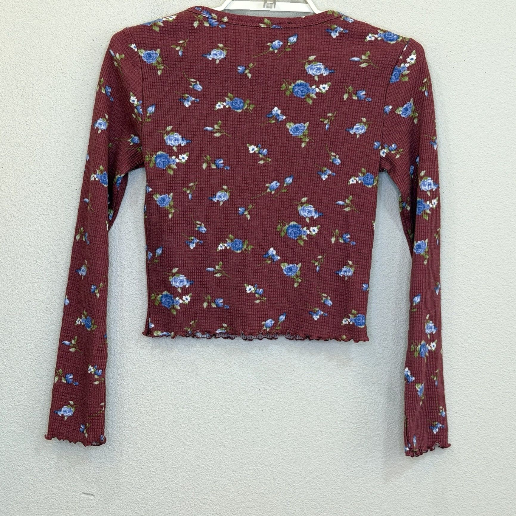Forever 21 Forever 21 Crop Top Womens Size Small Mauve Floral Print Long Sleeve Coquette Y2K Bella Swan Size S / US 4 / IT 40 - 6 Thumbnail