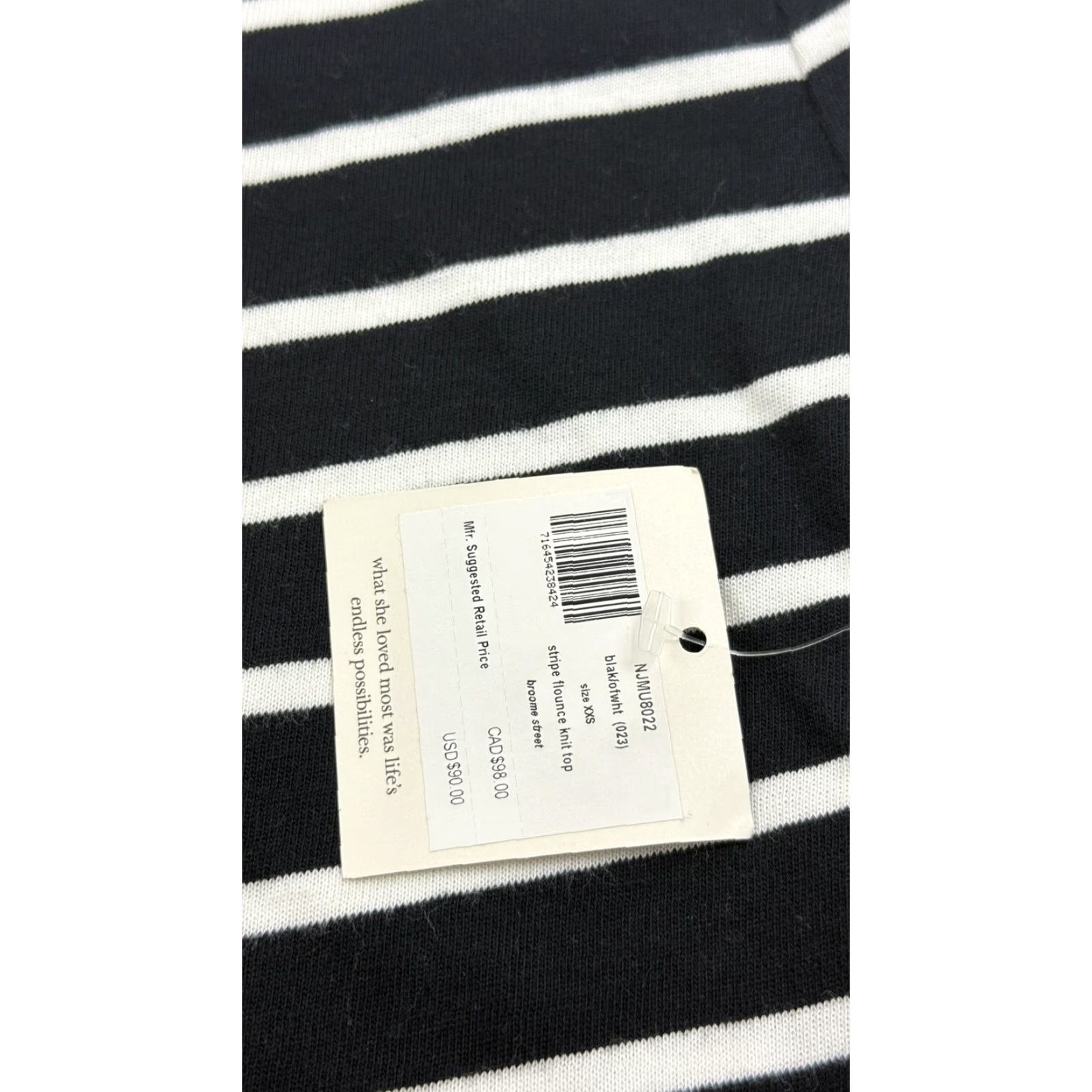 Vintage Kate Spade Shirt Womens XXS Black Striped Flounce Bell Sleeve Boat Neck Jersey Size XXS / US 00 / IT 34 - 5 Thumbnail
