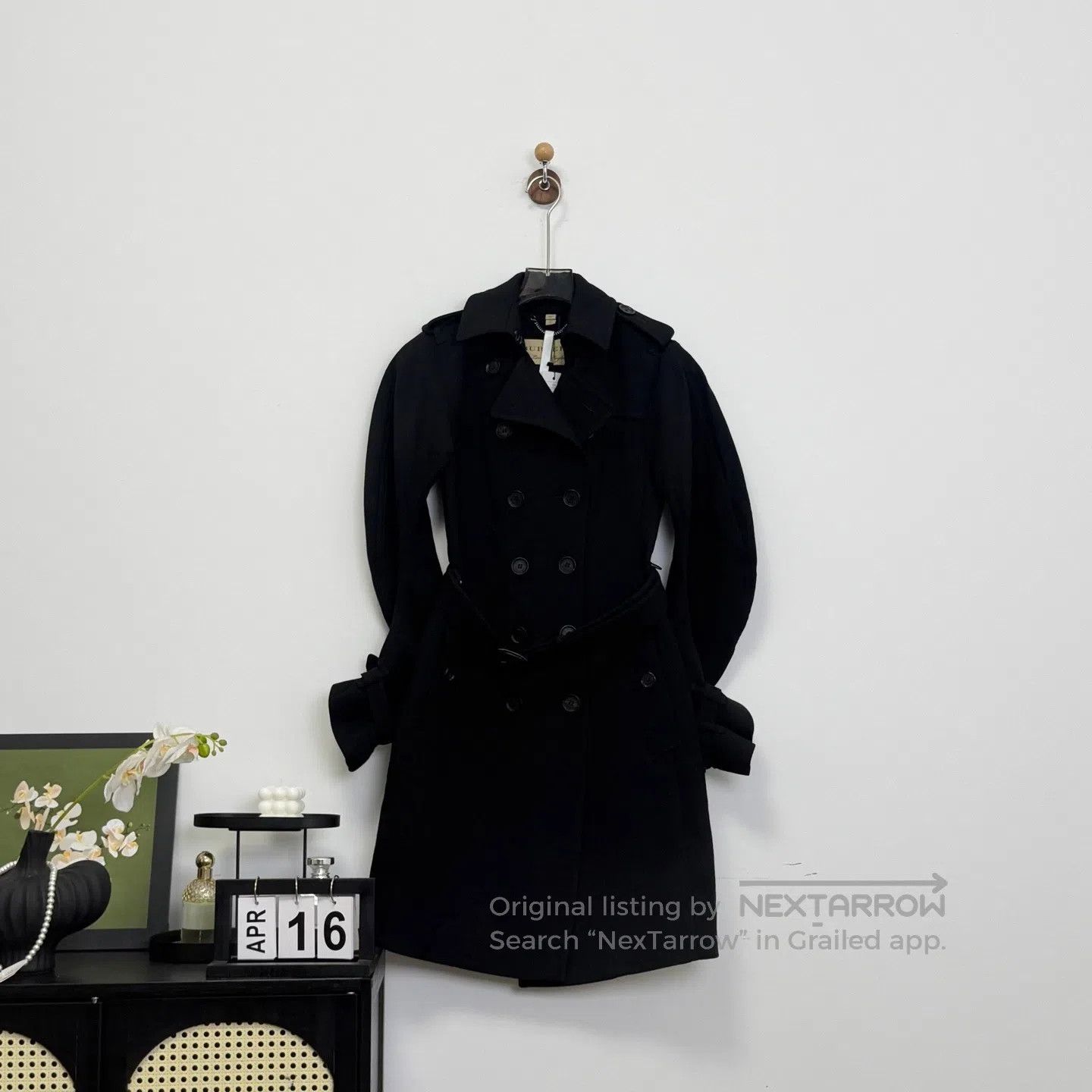 Burberry Burberry Black Wool Trench Coat| Size XS / US 0-2 / IT 36-38 - 1 Thumbnail