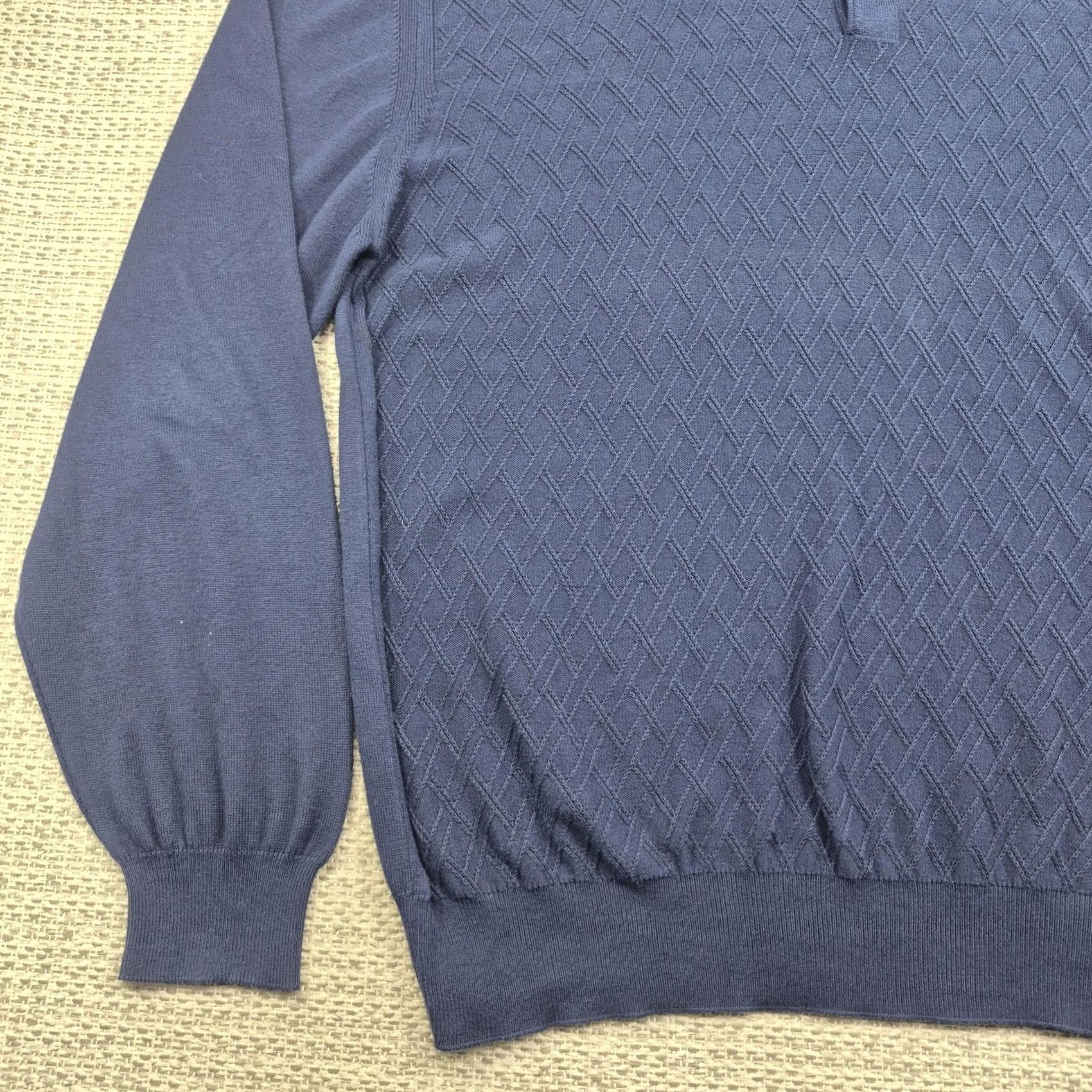 Vintage Toscano Mens 2XL Blue Argyle Knit Pullover Sweater Collared Cotton Rayon Made Italy Size US XXL / EU 58 / 5 - 3 Thumbnail