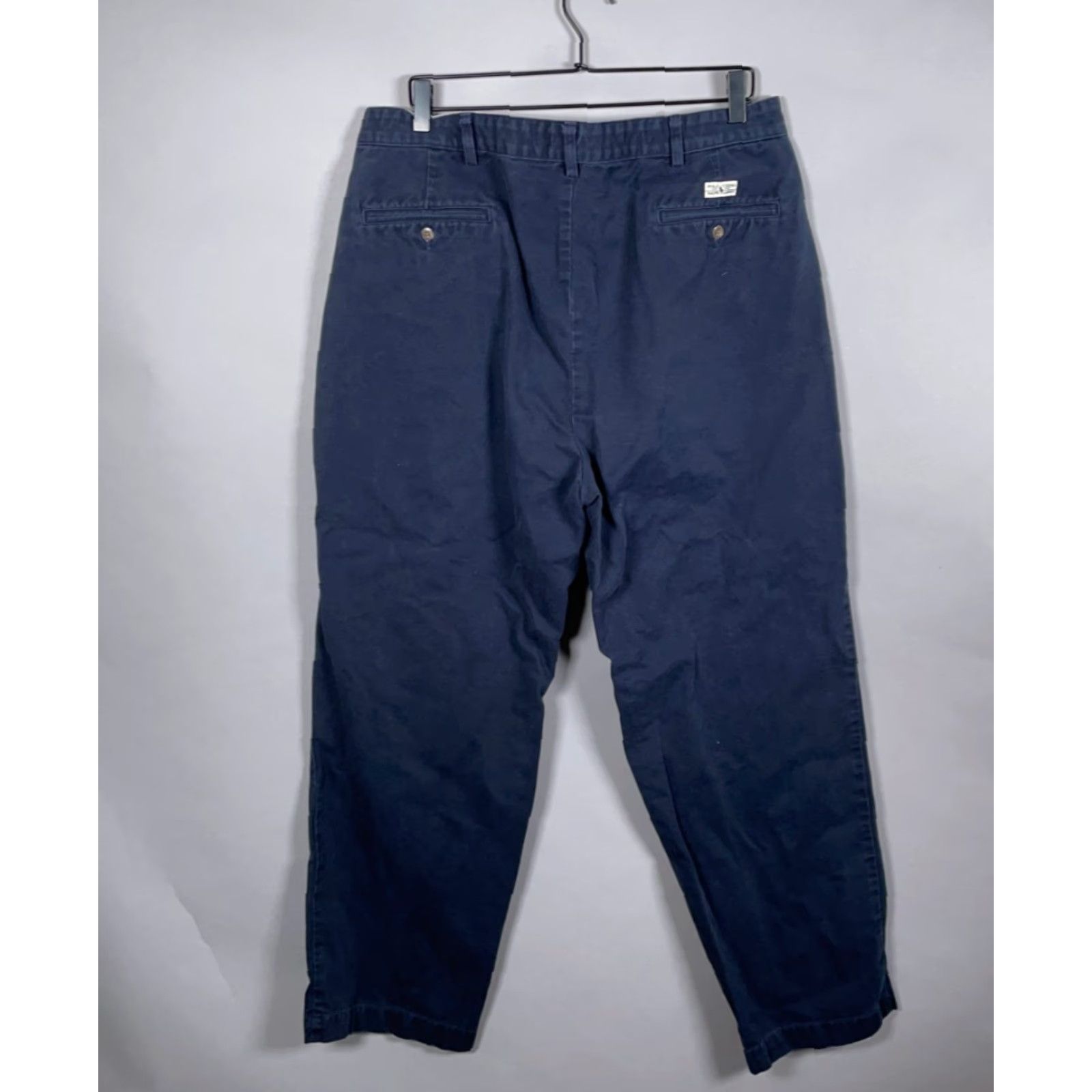 Polo Ralph Lauren VTG Polo Ralph Lauren Chino Pants Men’s 37 x 29 Dark Blue Cotton Vintage 90s Retro Casual Straight Illusion Tag Size US M / EU 48-50 / 2 - 2 Thumbnail
