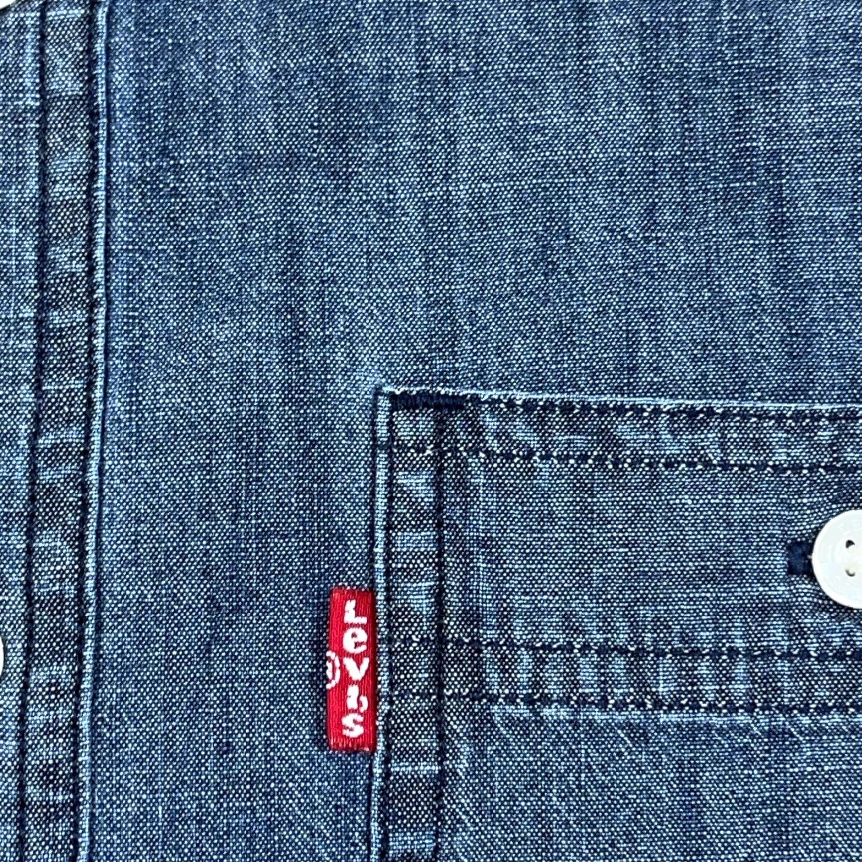 Levi's Levi's Shirt Men Medium Blue Chambray Denim Modern Button-Up Western Pockets Size US M / EU 48-50 / 2 - 4 Thumbnail