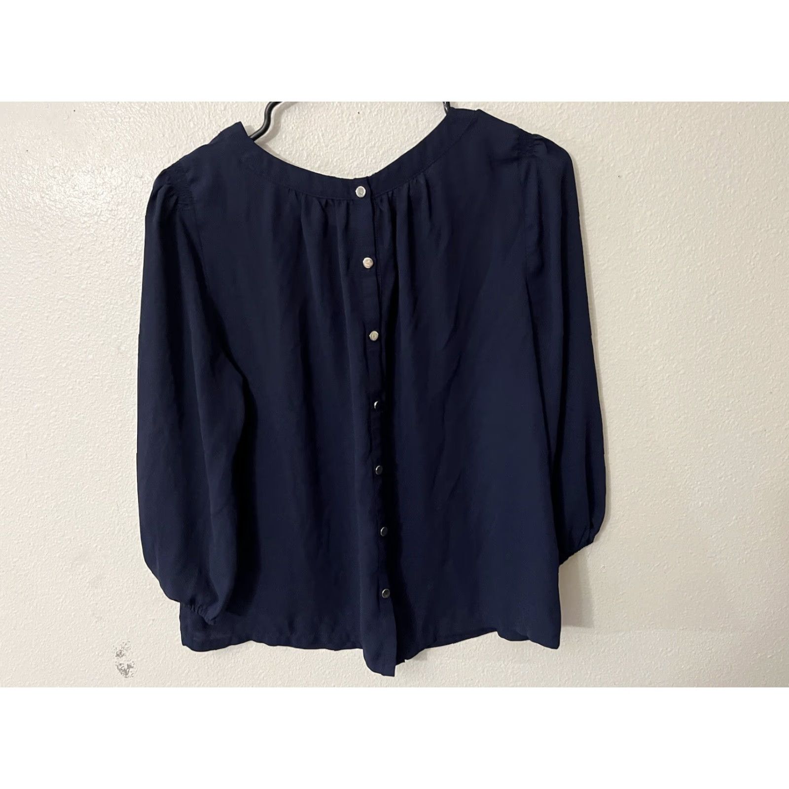 Loft VINTAGE Loft Long Sleeve Blouse Shirt Women XS Blue Back Knit & Woven Button Down Casual 90s Theme Rose Mens Womens? Size XS / US 0-2 / IT 36-38 - 2 Thumbnail