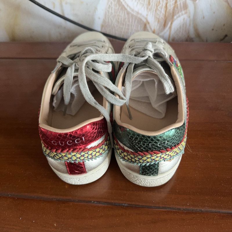 Gucci Gucci Casual Sneakers in Silver with Dragon Design - Size US 7.5 / EU 40-41 - 3 Thumbnail