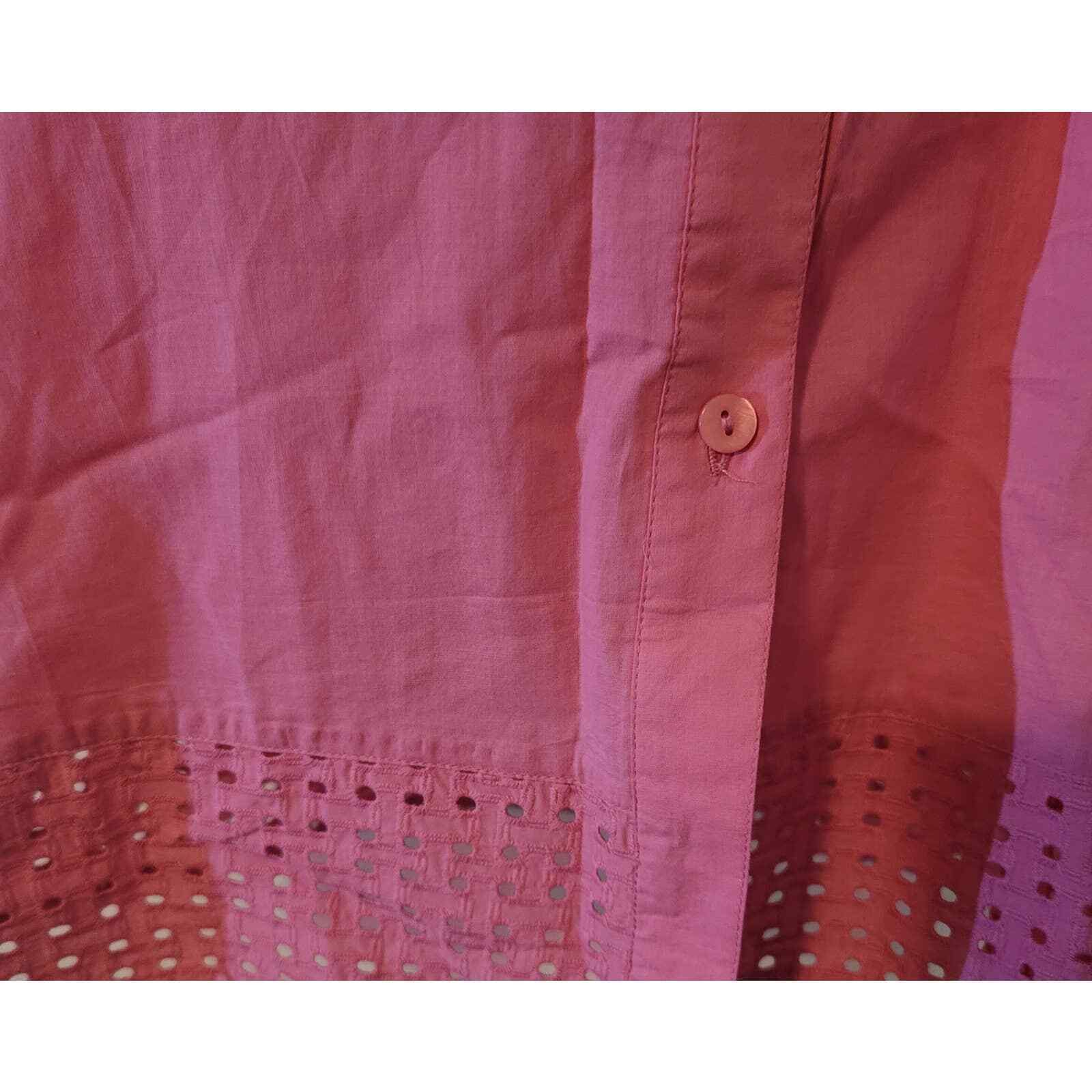 Other Susan Graver Pink Tunic Smock Button Shirt XS Eyelet Hem Size XS / US 0-2 / IT 36-38 - 5 Thumbnail
