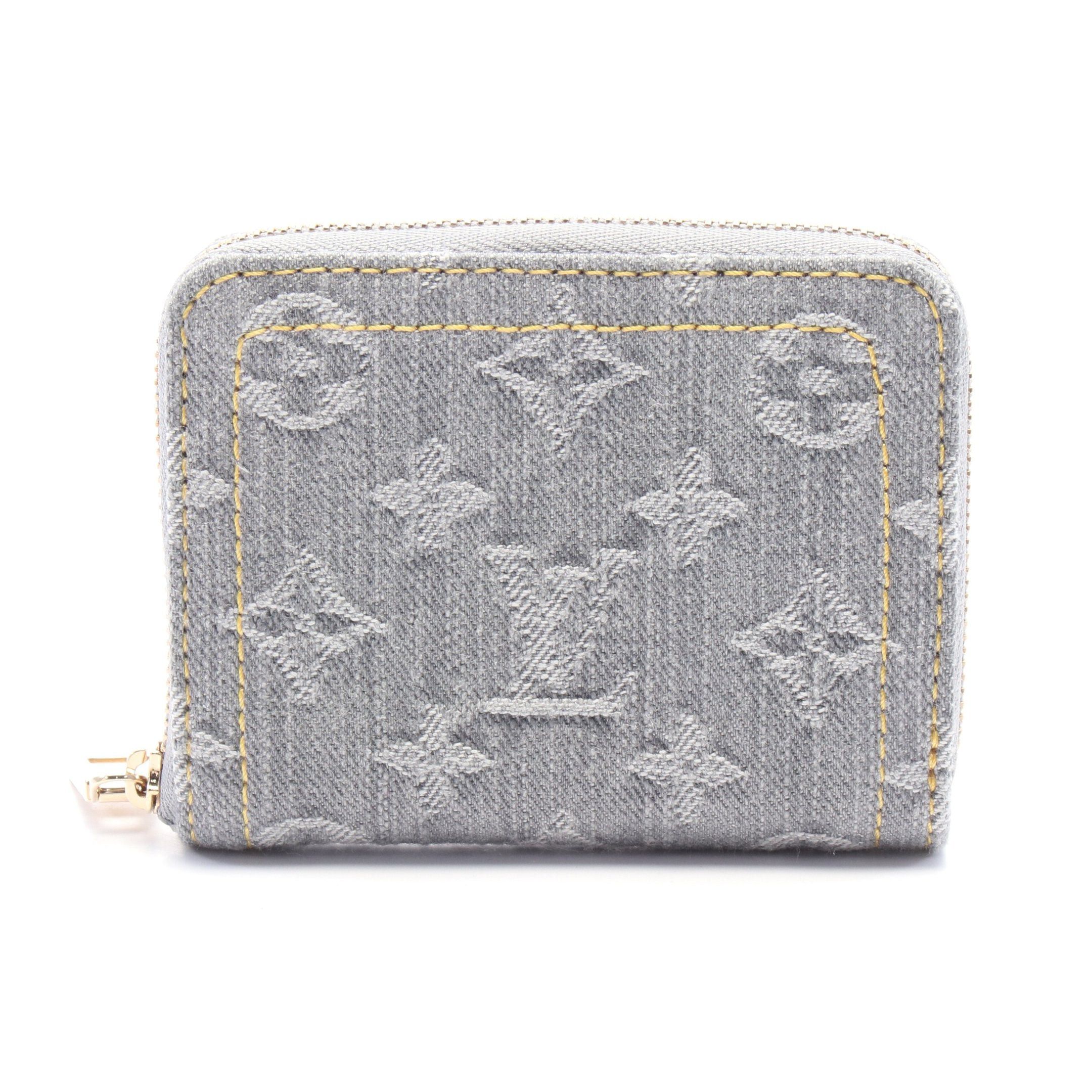 Louis Vuitton Zippy Coin Purse Monogram Denim Round Zipper Wallet Gray in Grey, Women's