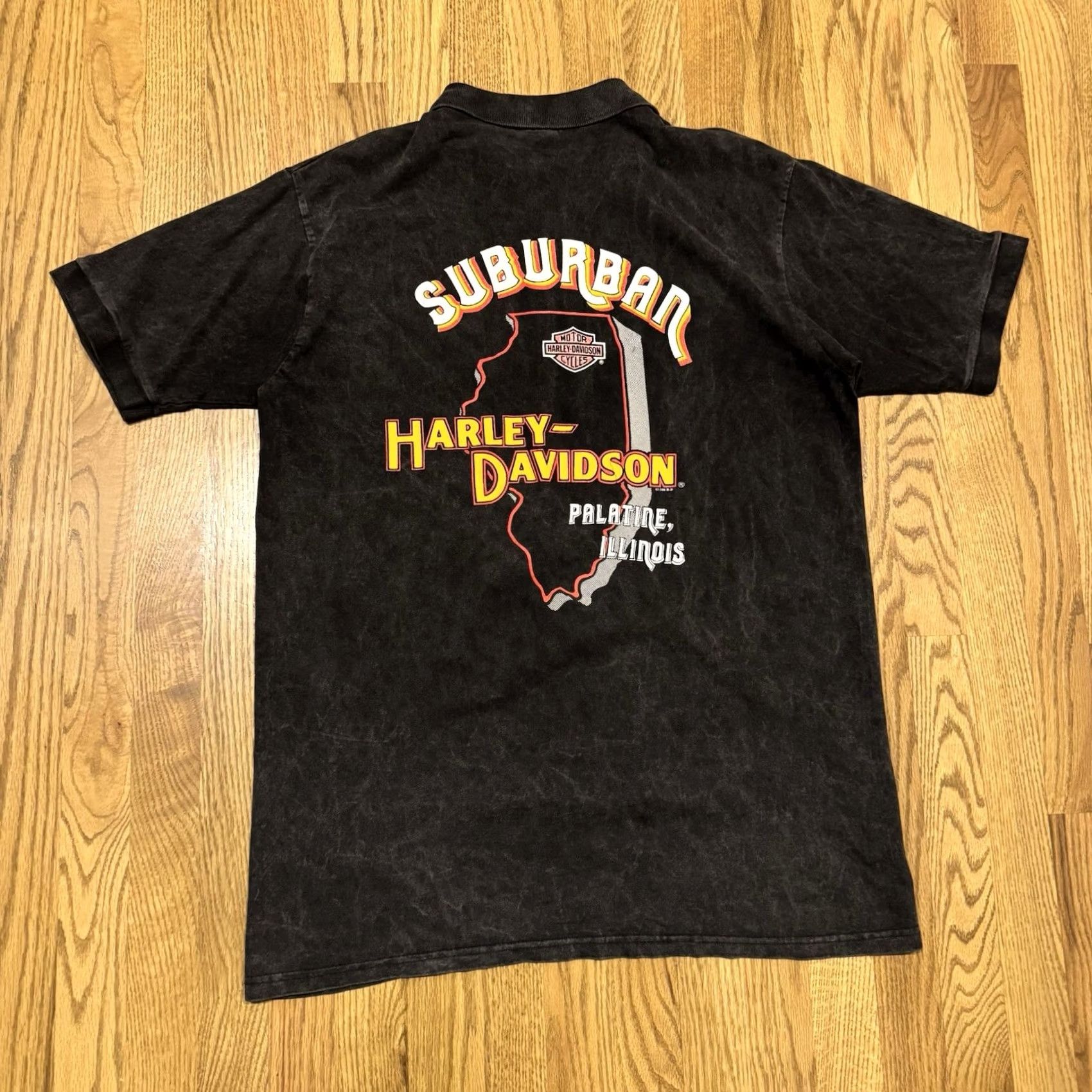 Harley Davidson VINTAGE Harley-Davidson Polo Shirt Men's Large L/XL Illinois 90s Gray Cotton Short Sleeve Collared 100% Cotton Biker Motorcycle 90s Size US L / EU 52-54 / 3 - 2 Thumbnail