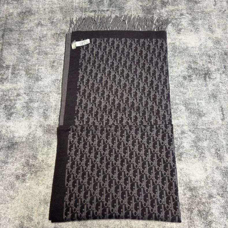 Dior Dior Gray logo jacquard full print mulberry silk tassel sc Size ONE SIZE - 1 Thumbnail