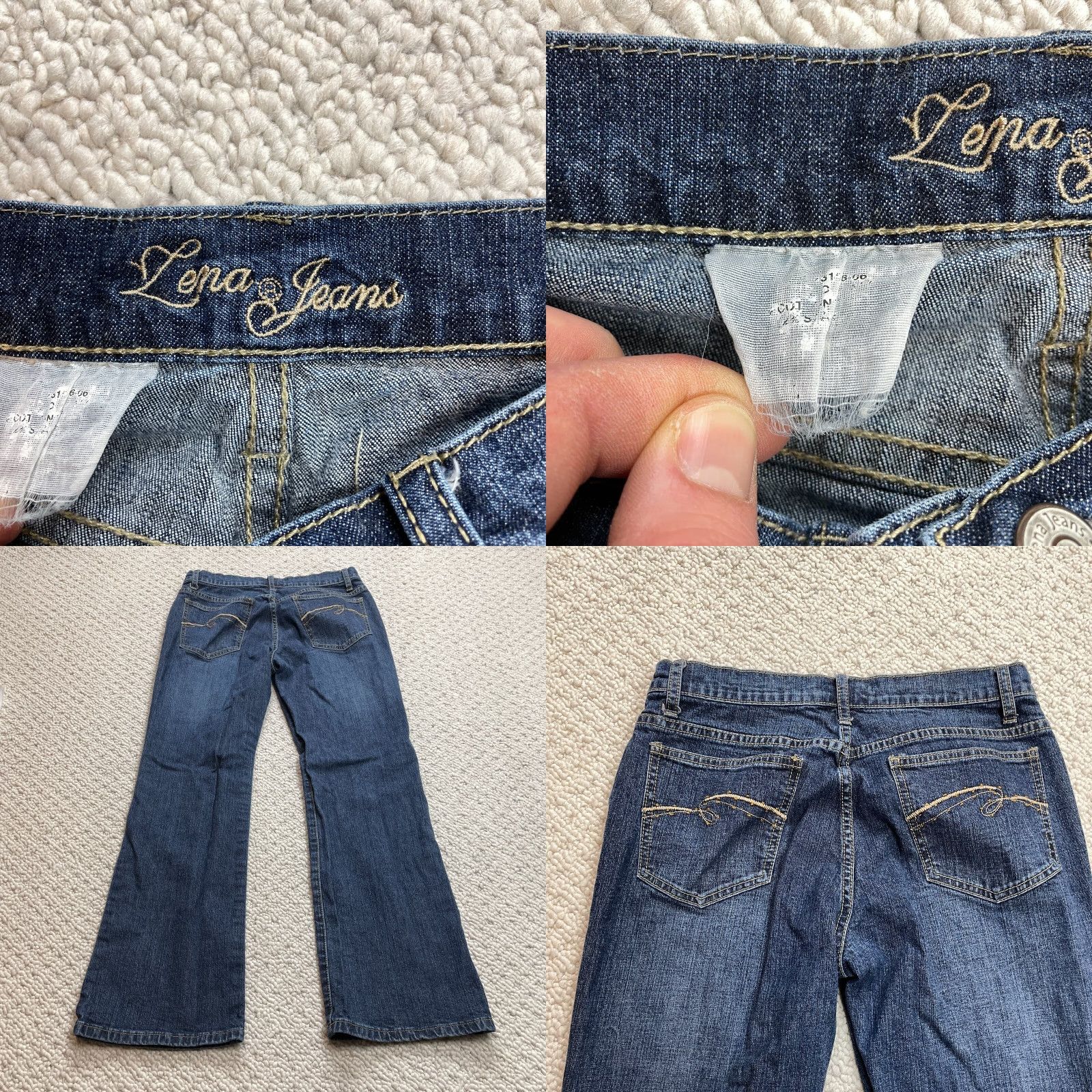 Vintage Lena Jeans Bootcut Denim Women 30x27 Blue Dark Wash Mid Rise Cotton Blend 5-Pocket Womens Size 30" / US 8 / IT 44 - 8 Thumbnail